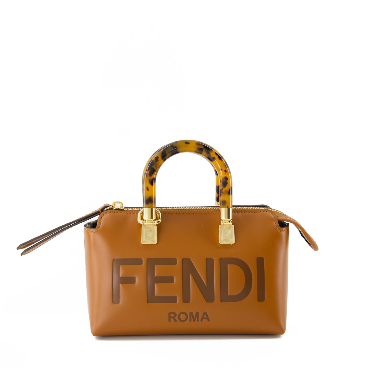 FENDI By The Way Mini Brown Boston Bag In Leather