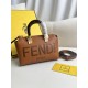 FENDI By The Way Mini Brown Boston Bag In Leather