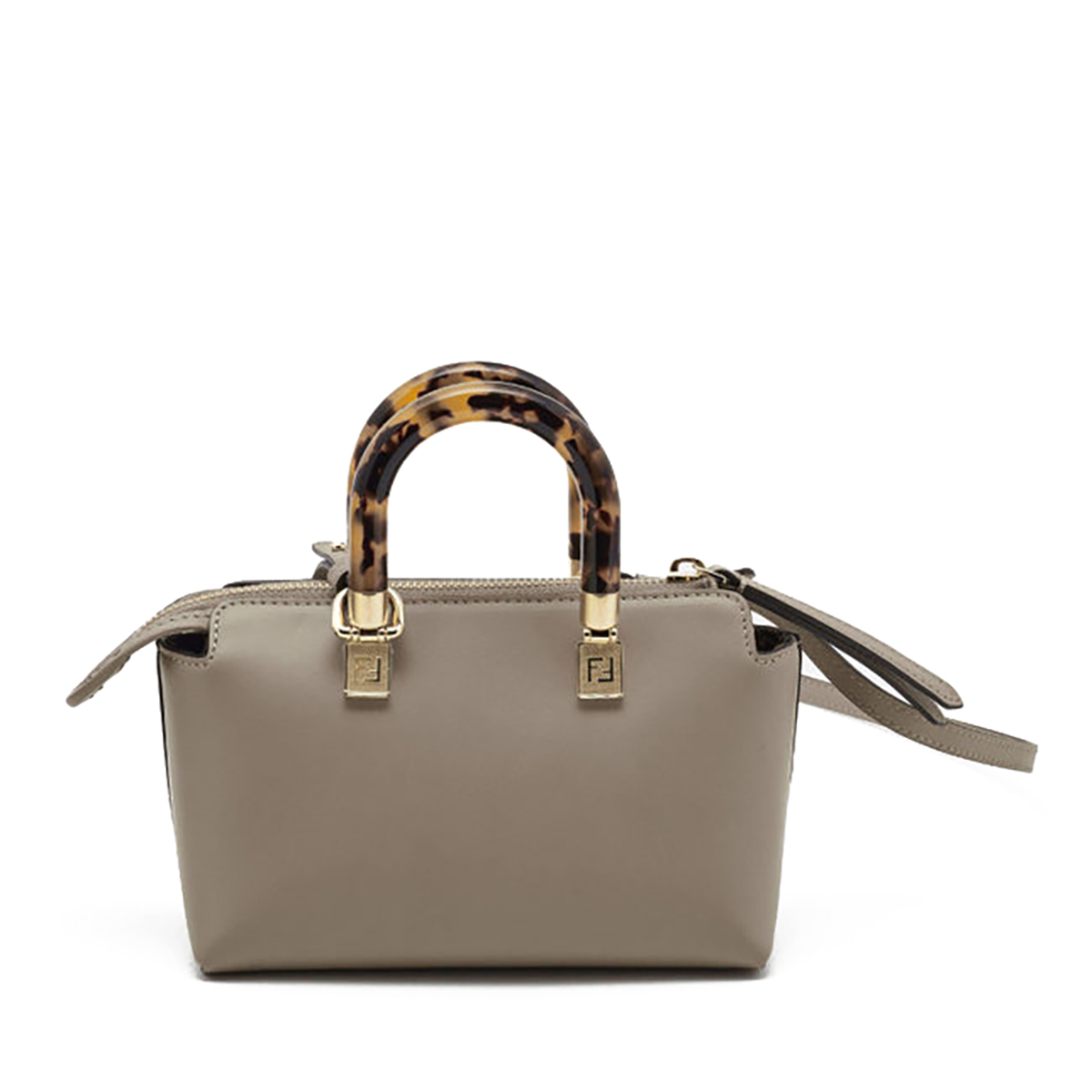 FENDI By The Way Mini Grey Boston Bag In Leather