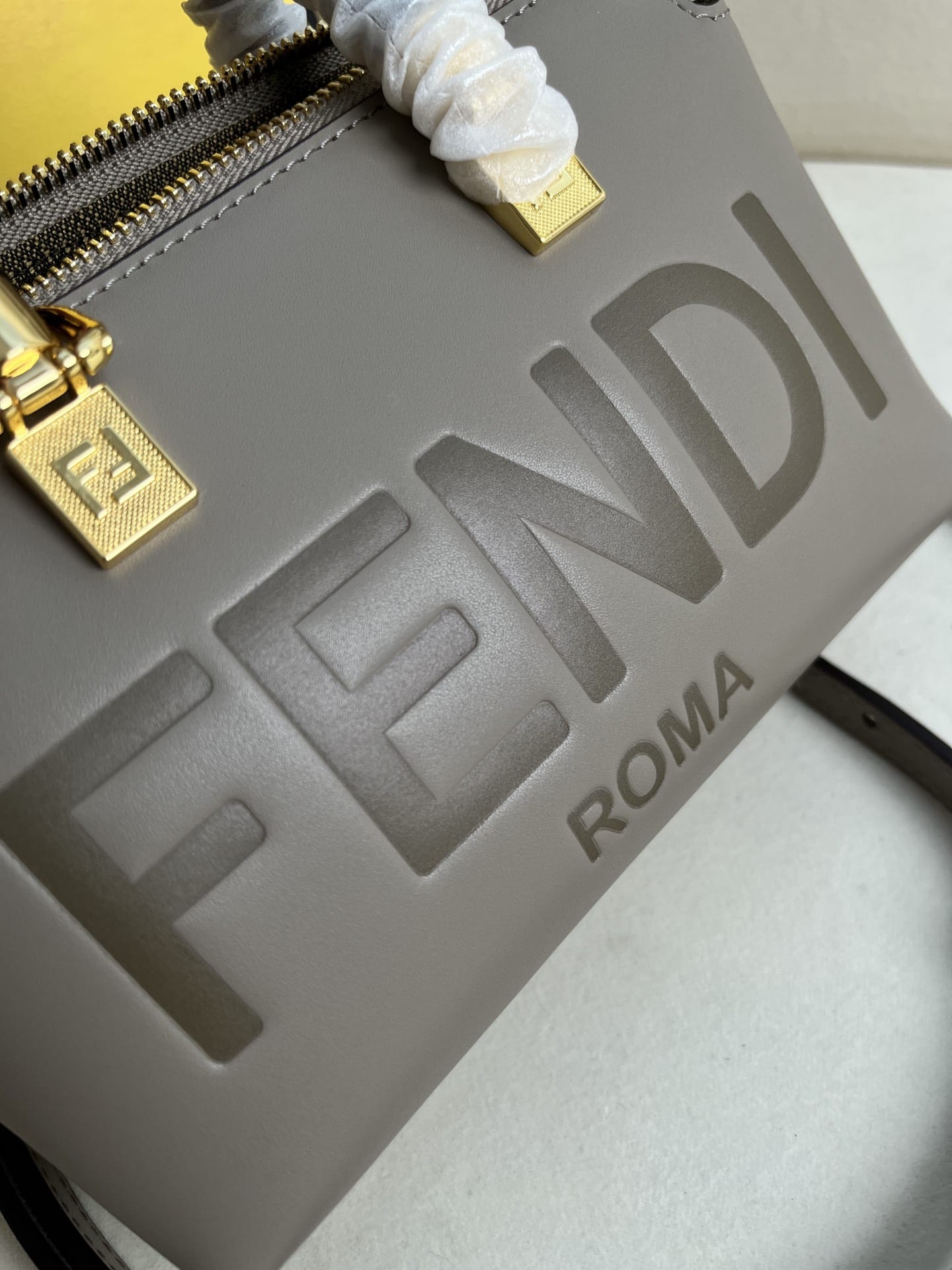 FENDI By The Way Mini Grey Boston Bag In Leather