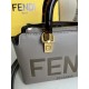 FENDI By The Way Mini Grey Boston Bag In Leather