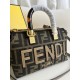 FENDI By The Way Mini Brown FF Fabric Boston Bag