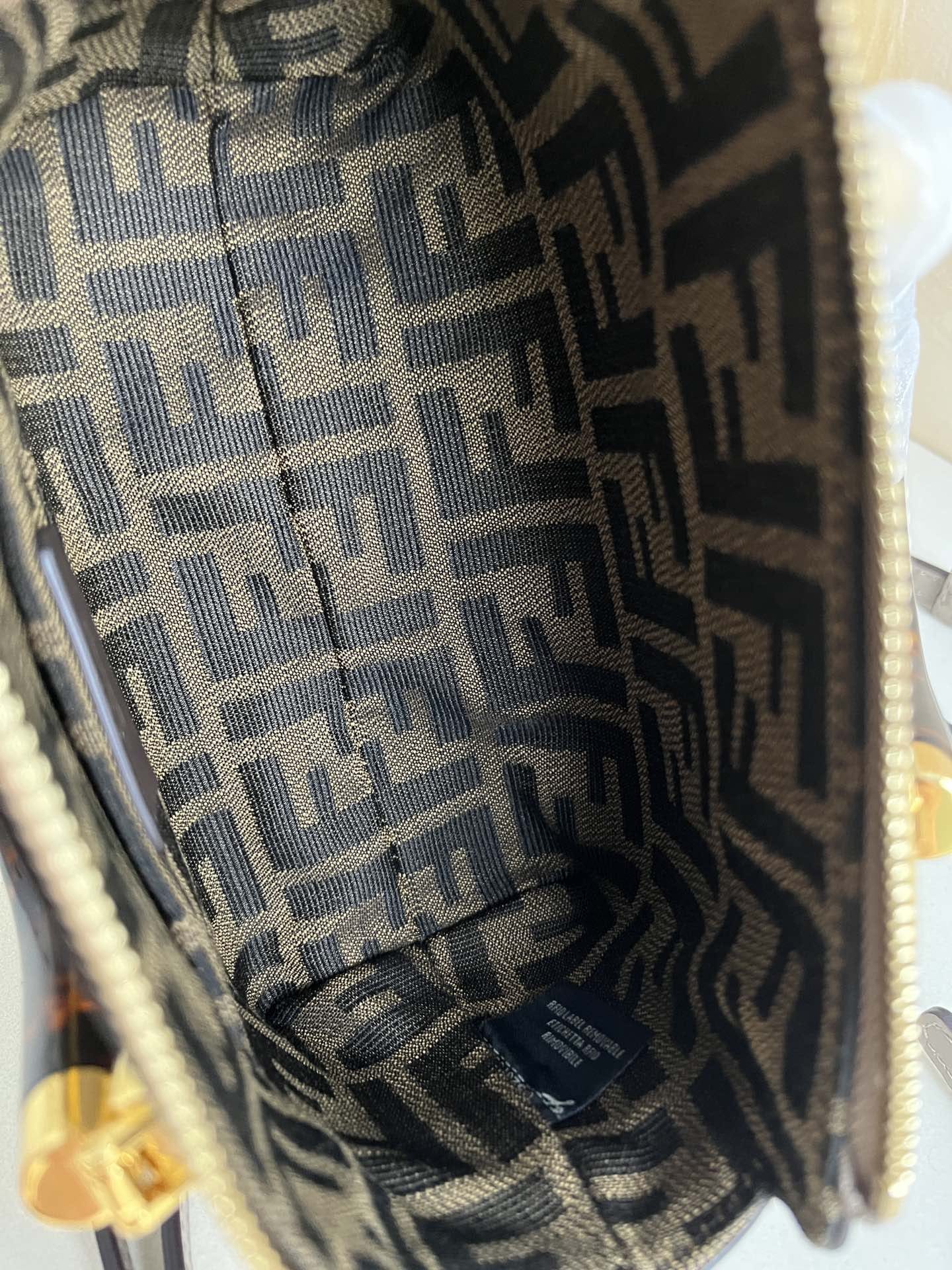 FENDI By The Way Mini Brown FF Fabric Boston Bag