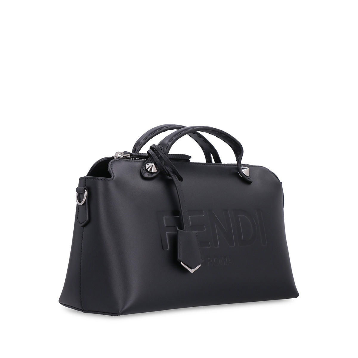 FENDI By The Way Medium Black Leather Boston Bag