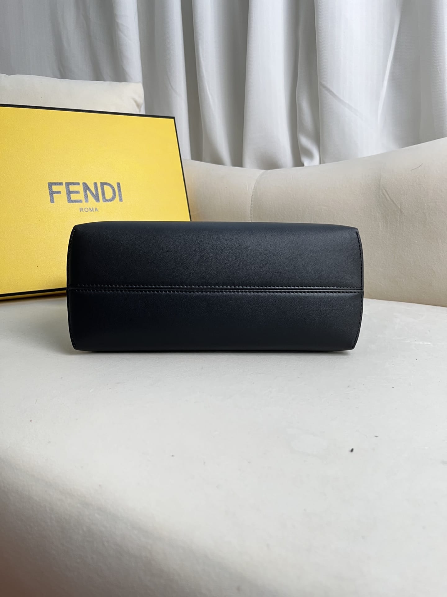 FENDI By The Way Medium Black Leather Boston Bag