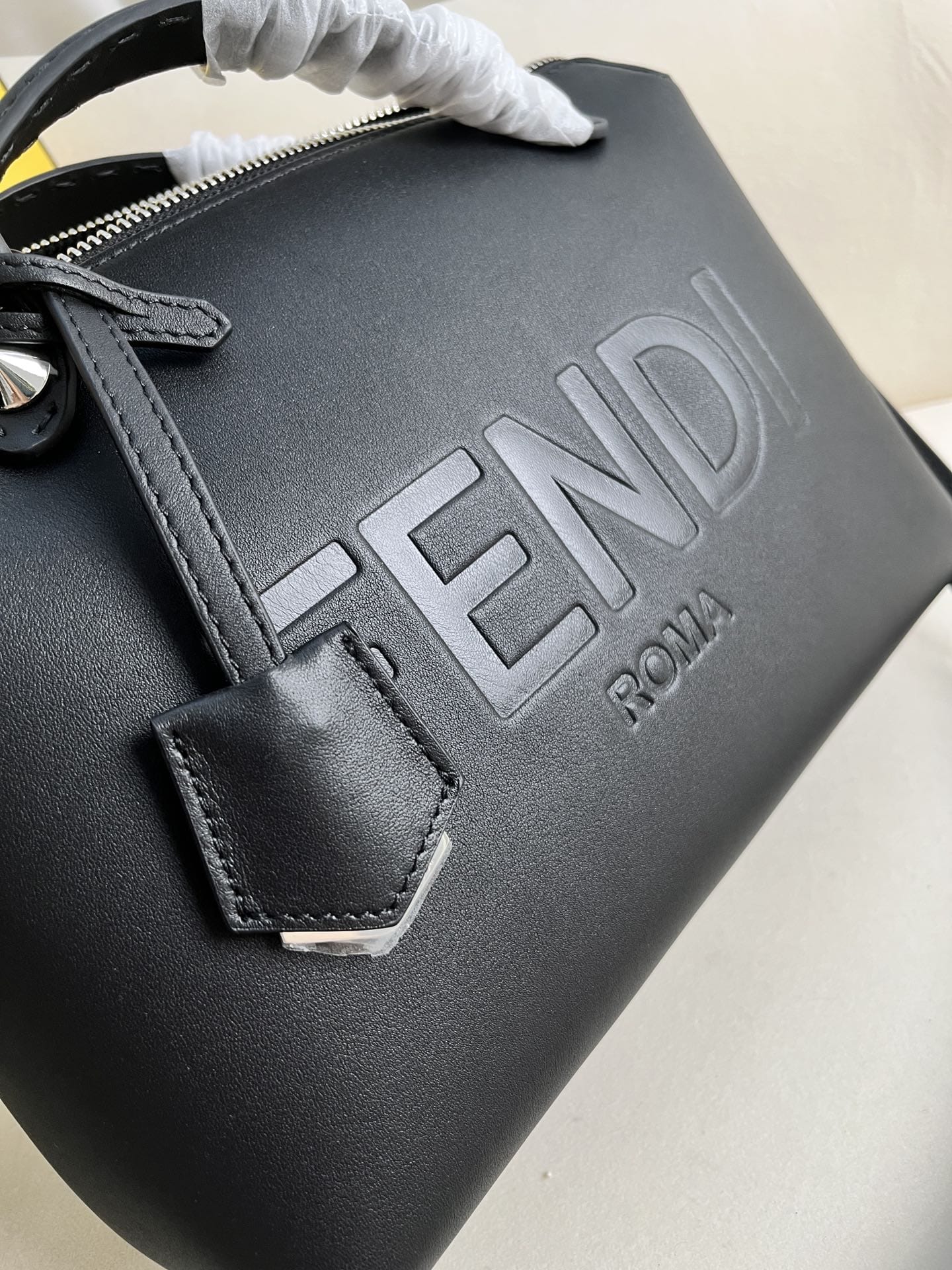 FENDI By The Way Medium Black Leather Boston Bag