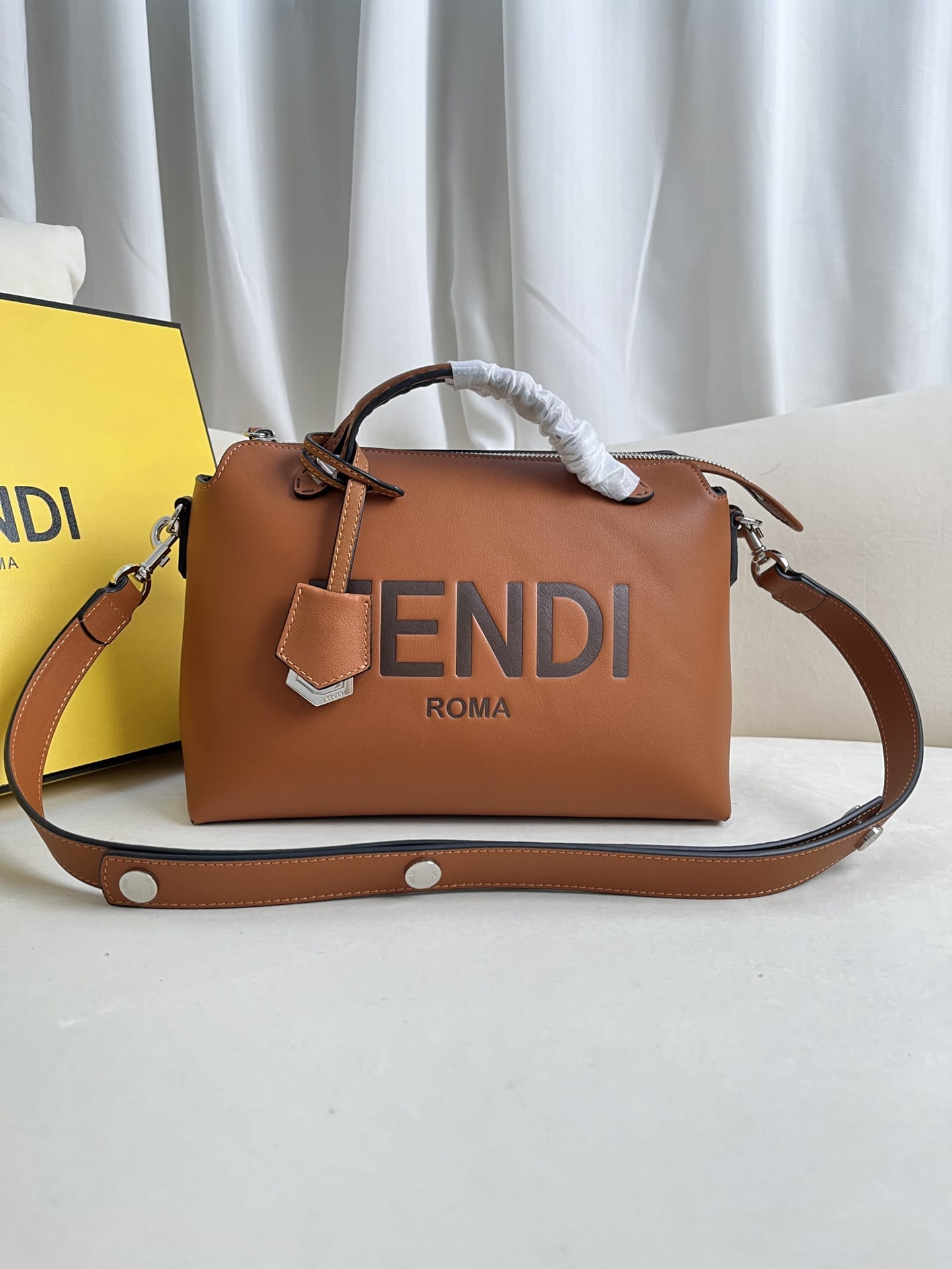 FENDI By The Way Medium Brown Leather Boston Bag