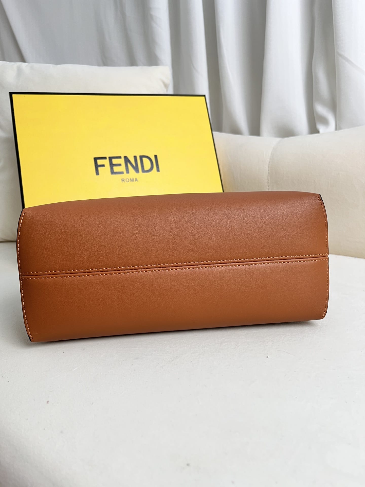 FENDI By The Way Medium Brown Leather Boston Bag