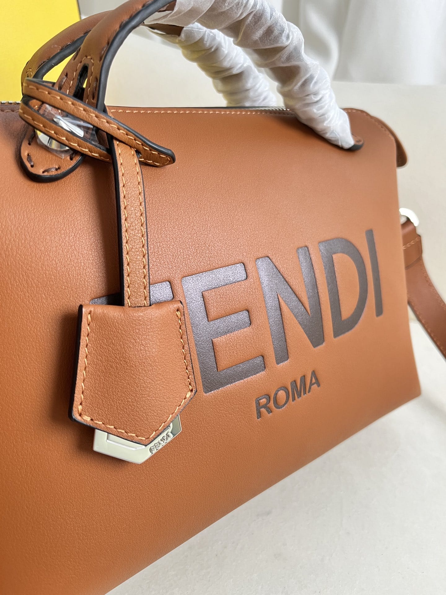 FENDI By The Way Medium Brown Leather Boston Bag