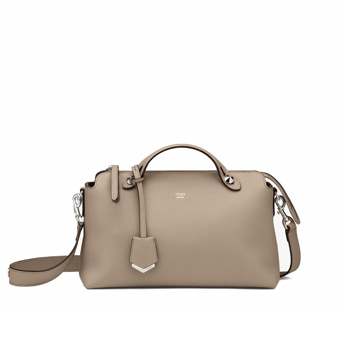 FENDI By The Way Medium Beige Leather Boston Bag