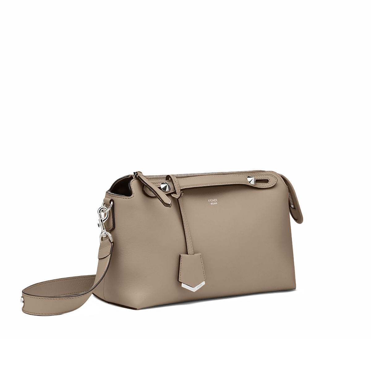 FENDI By The Way Medium Beige Leather Boston Bag