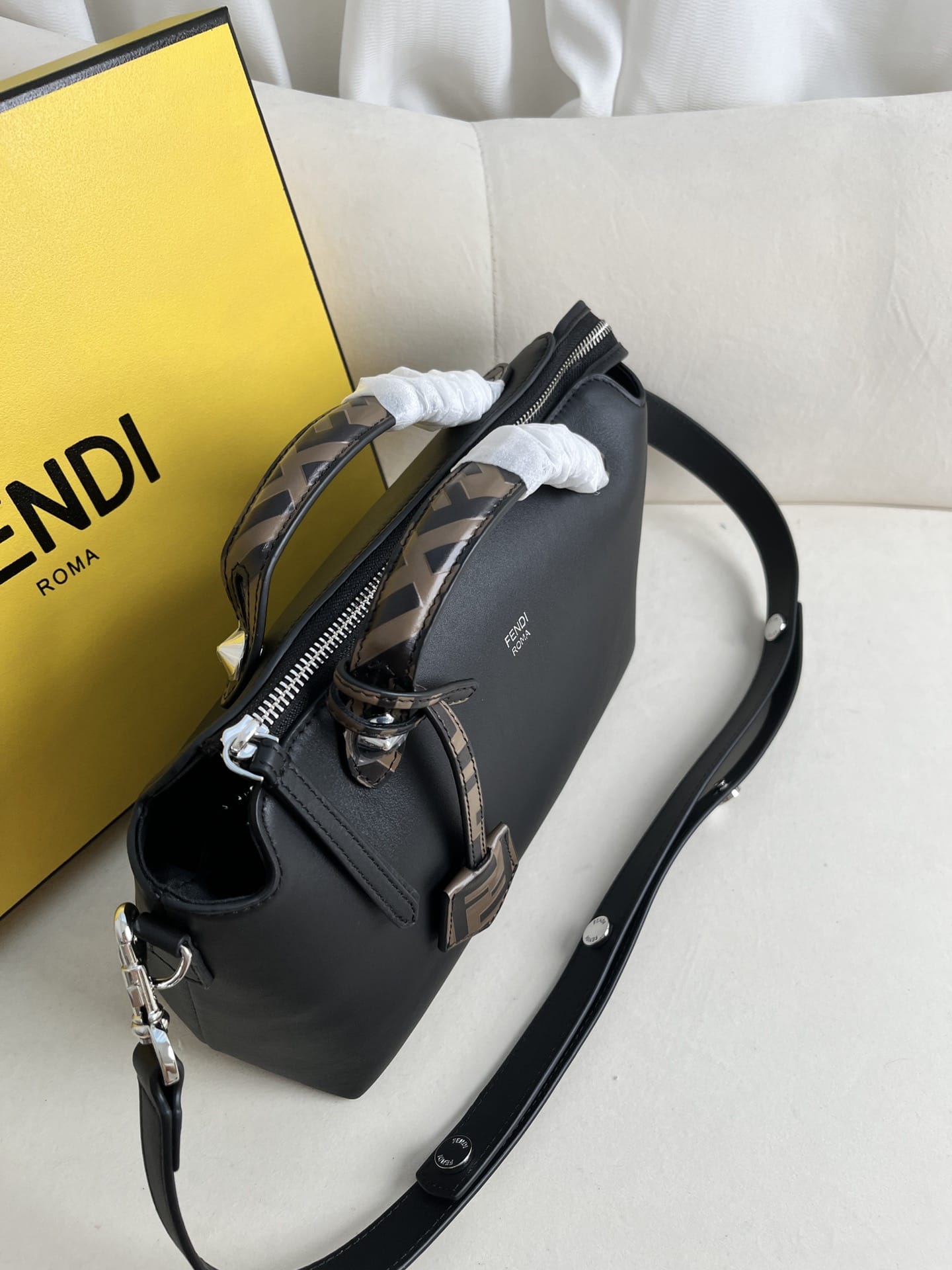 FENDI By The Way Medium Boston Bag In Black Leather