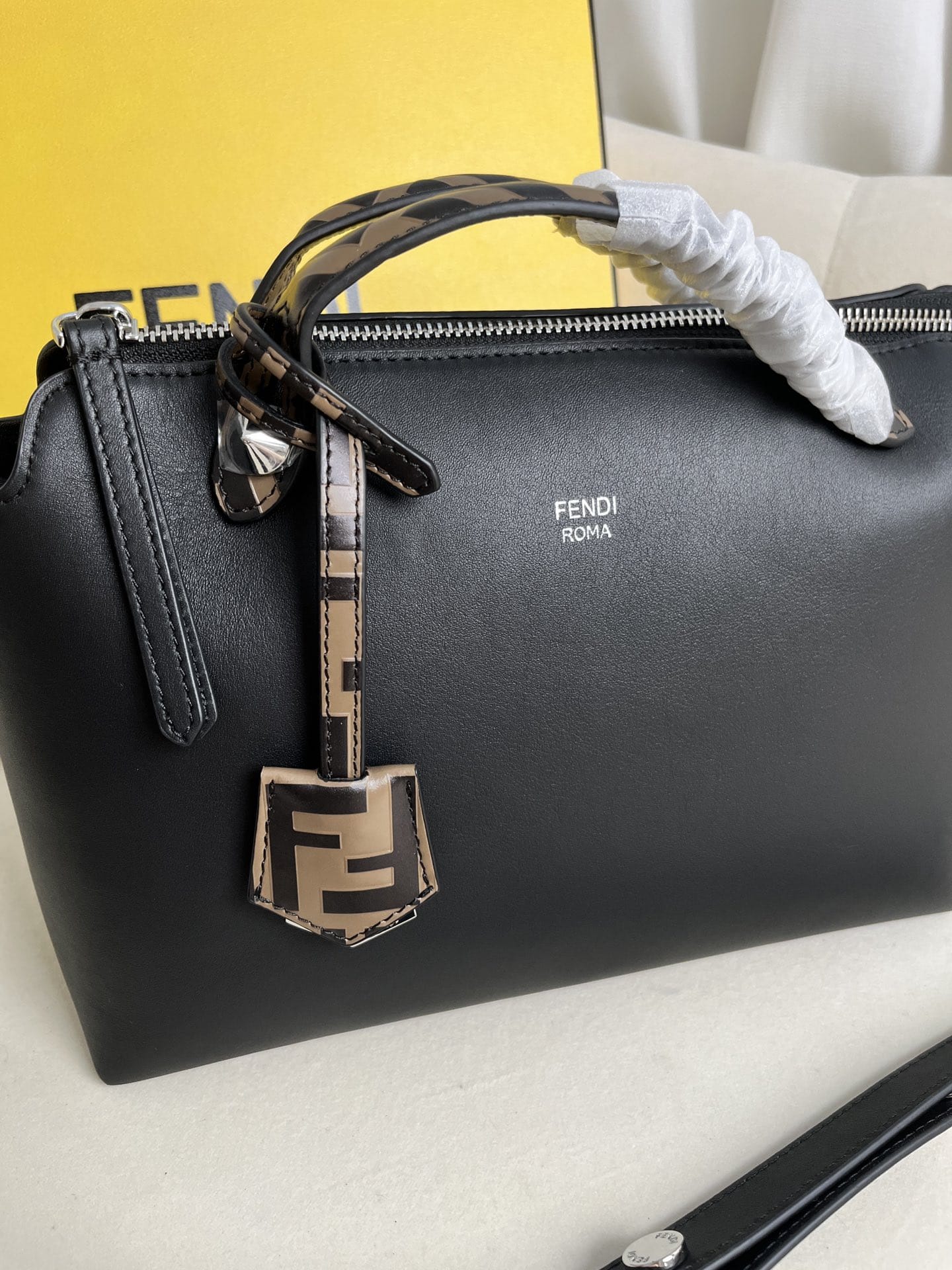 FENDI By The Way Medium Boston Bag In Black Leather