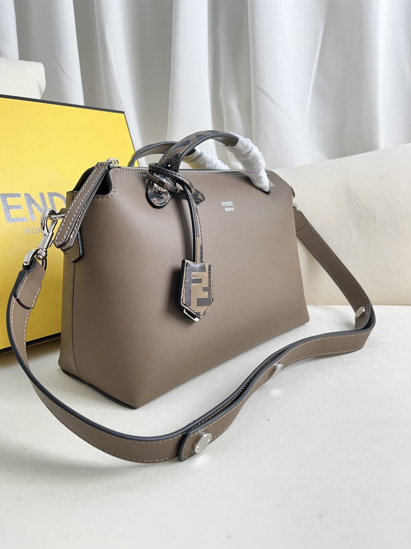 FENDI By The Way Medium Boston Bag In Brown Leather