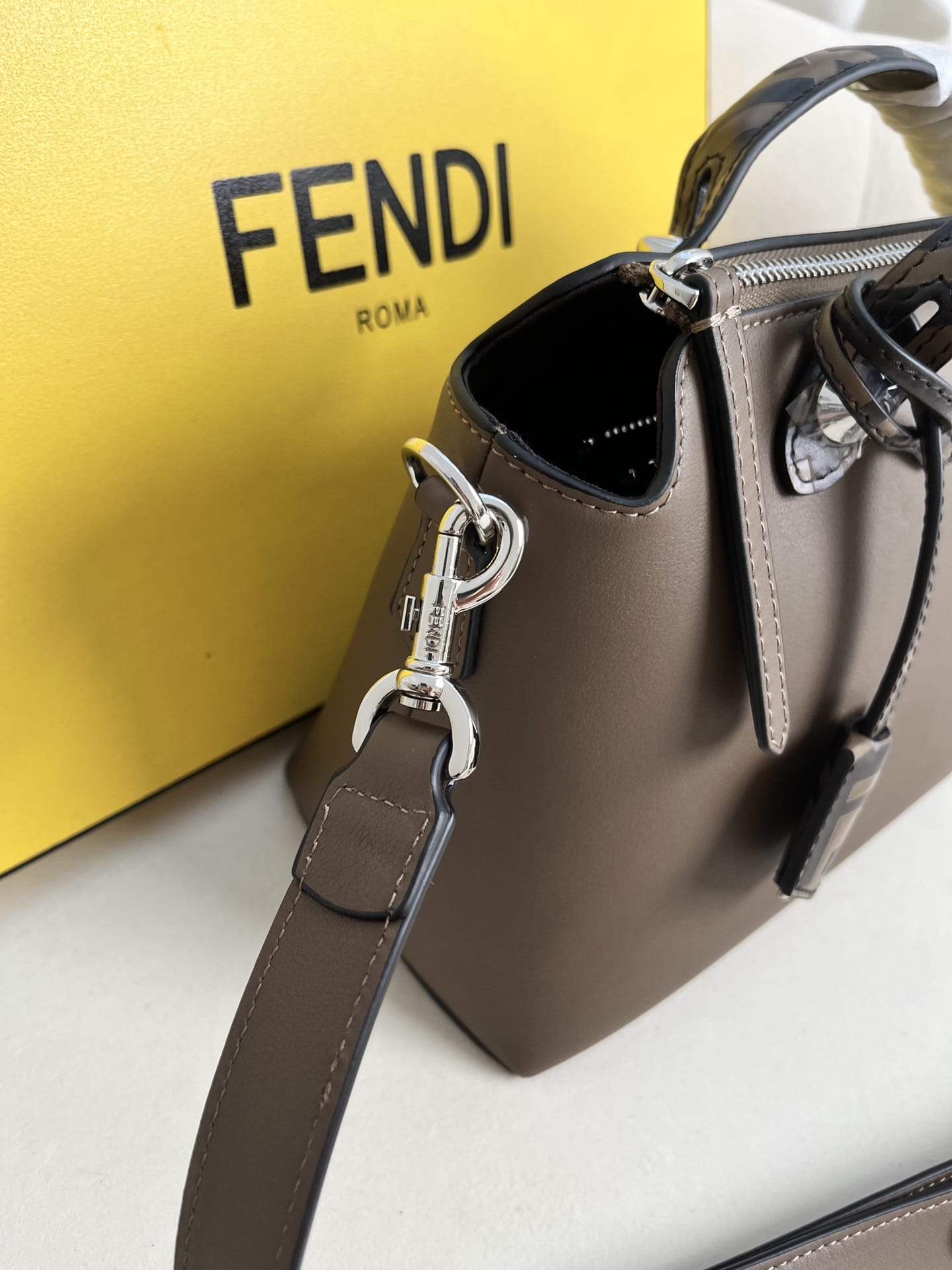 FENDI By The Way Medium Boston Bag In Brown Leather