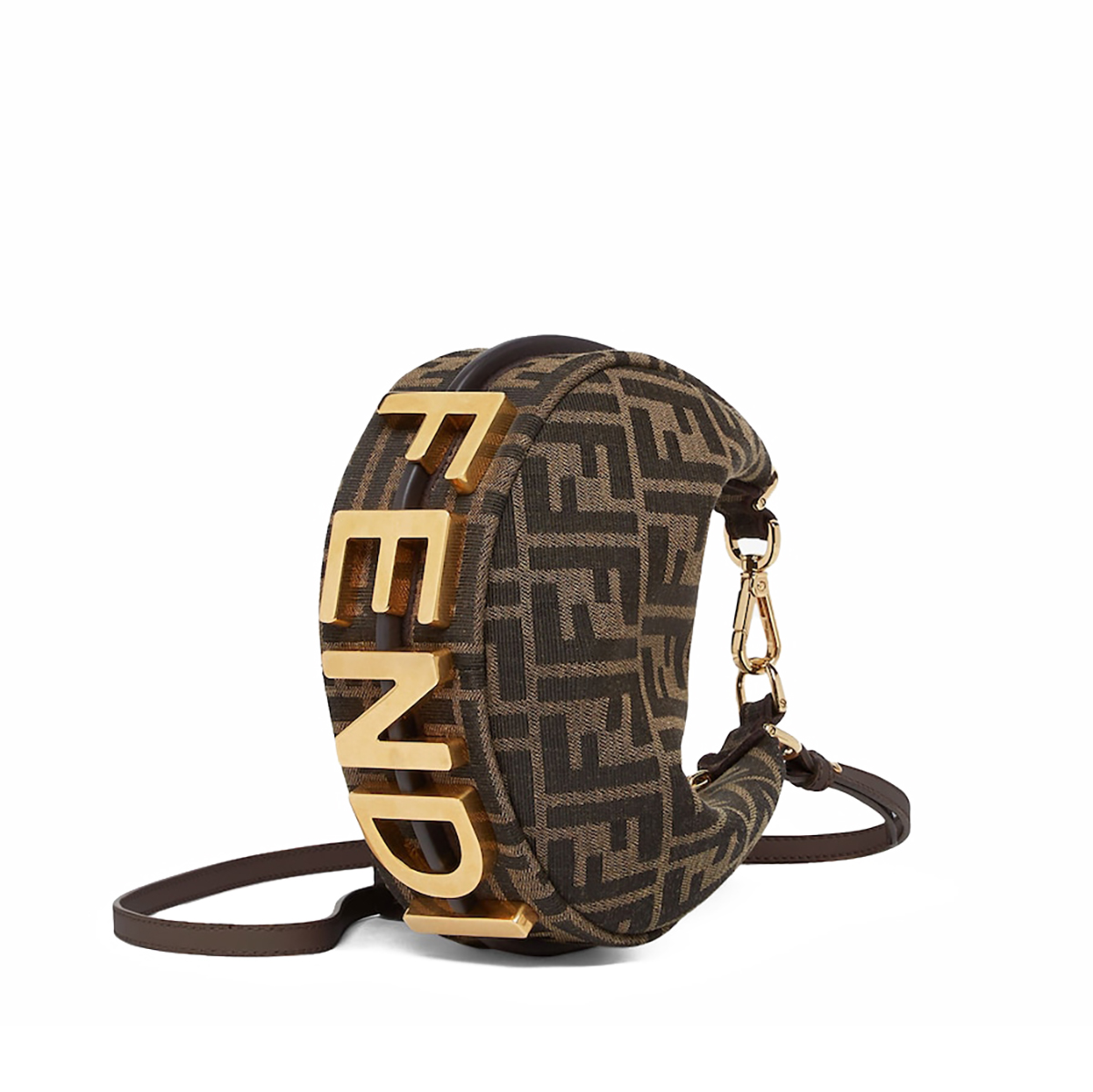 FENDI TIMELESS Fendigraphy Mini Brown FF Jacquard Fabric Bag