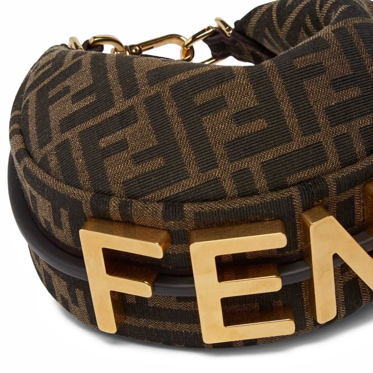 FENDI TIMELESS Fendigraphy Mini Brown FF Jacquard Fabric Bag