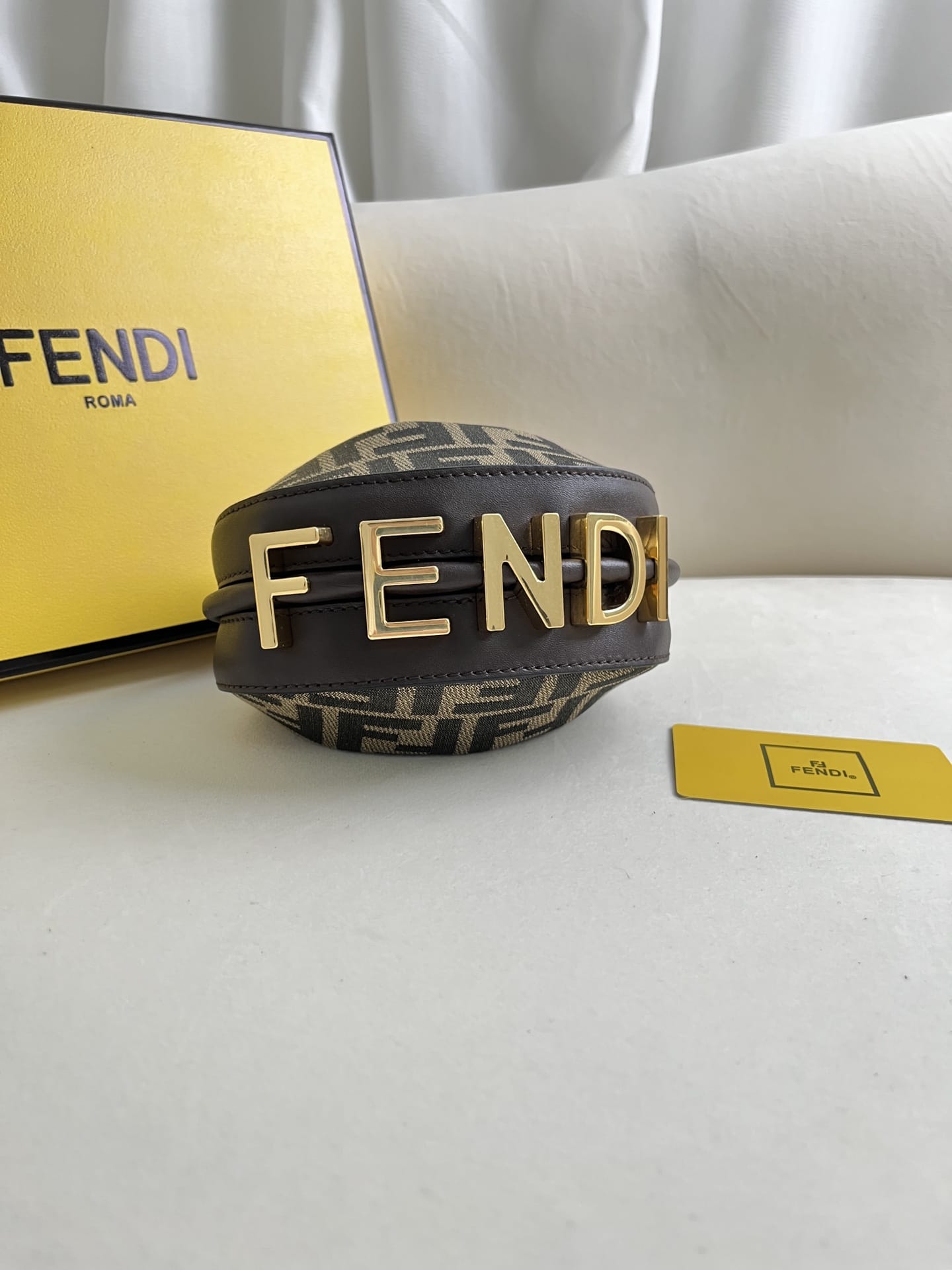 FENDI TIMELESS Fendigraphy Mini Brown FF Jacquard Fabric Bag