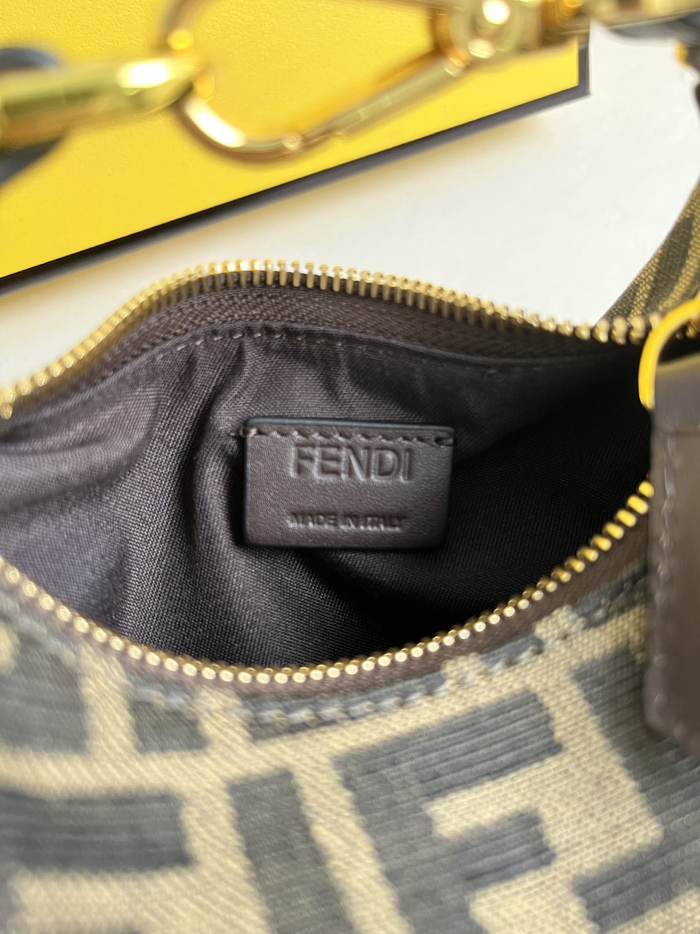 FENDI TIMELESS Fendigraphy Mini Brown FF Jacquard Fabric Bag