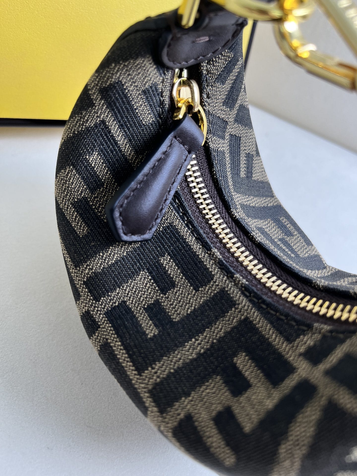 FENDI TIMELESS Fendigraphy Mini Brown FF Jacquard Fabric Bag