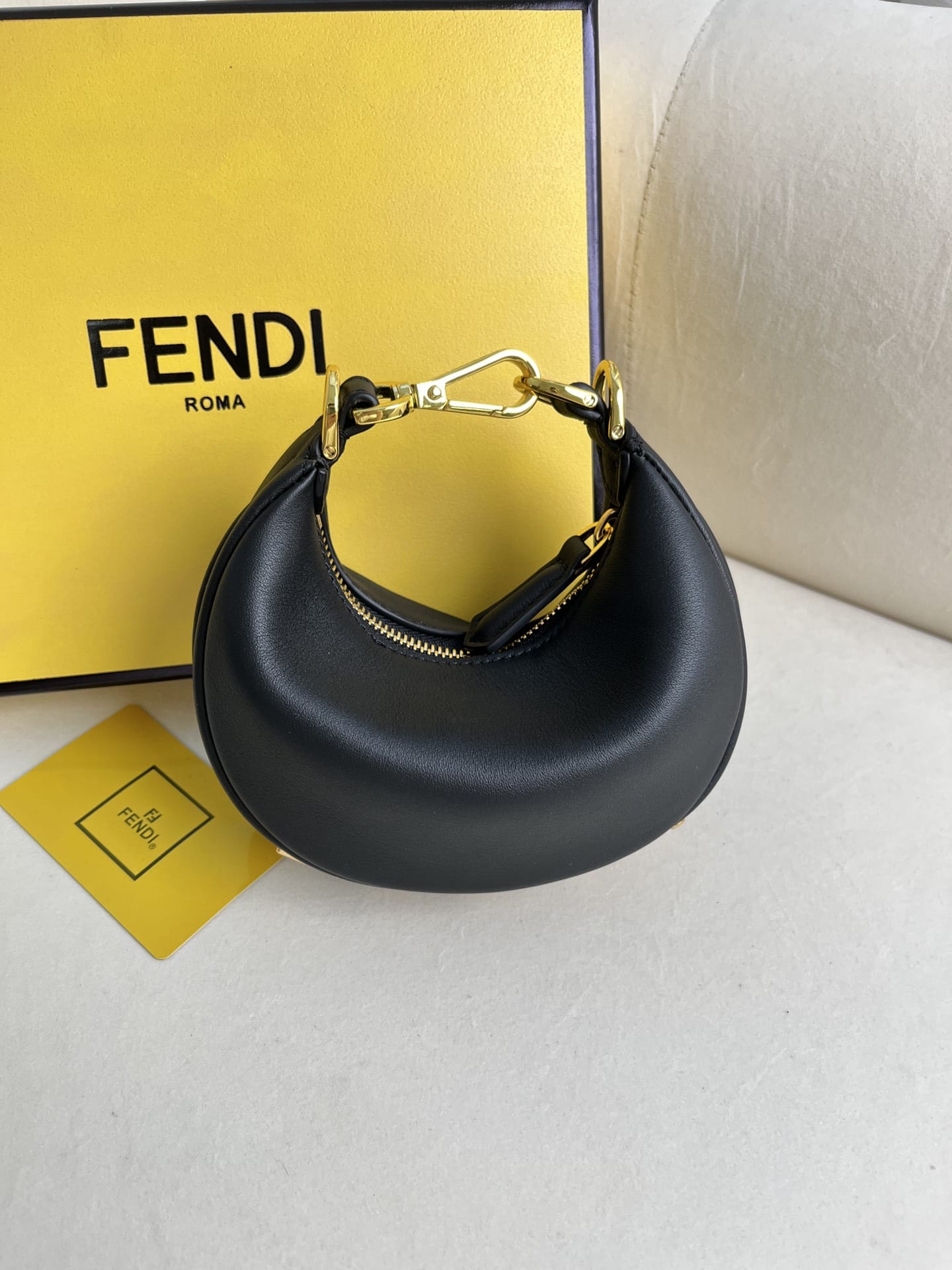 FENDI TIMELESS Fendigraphy Mini Black Leather Bag