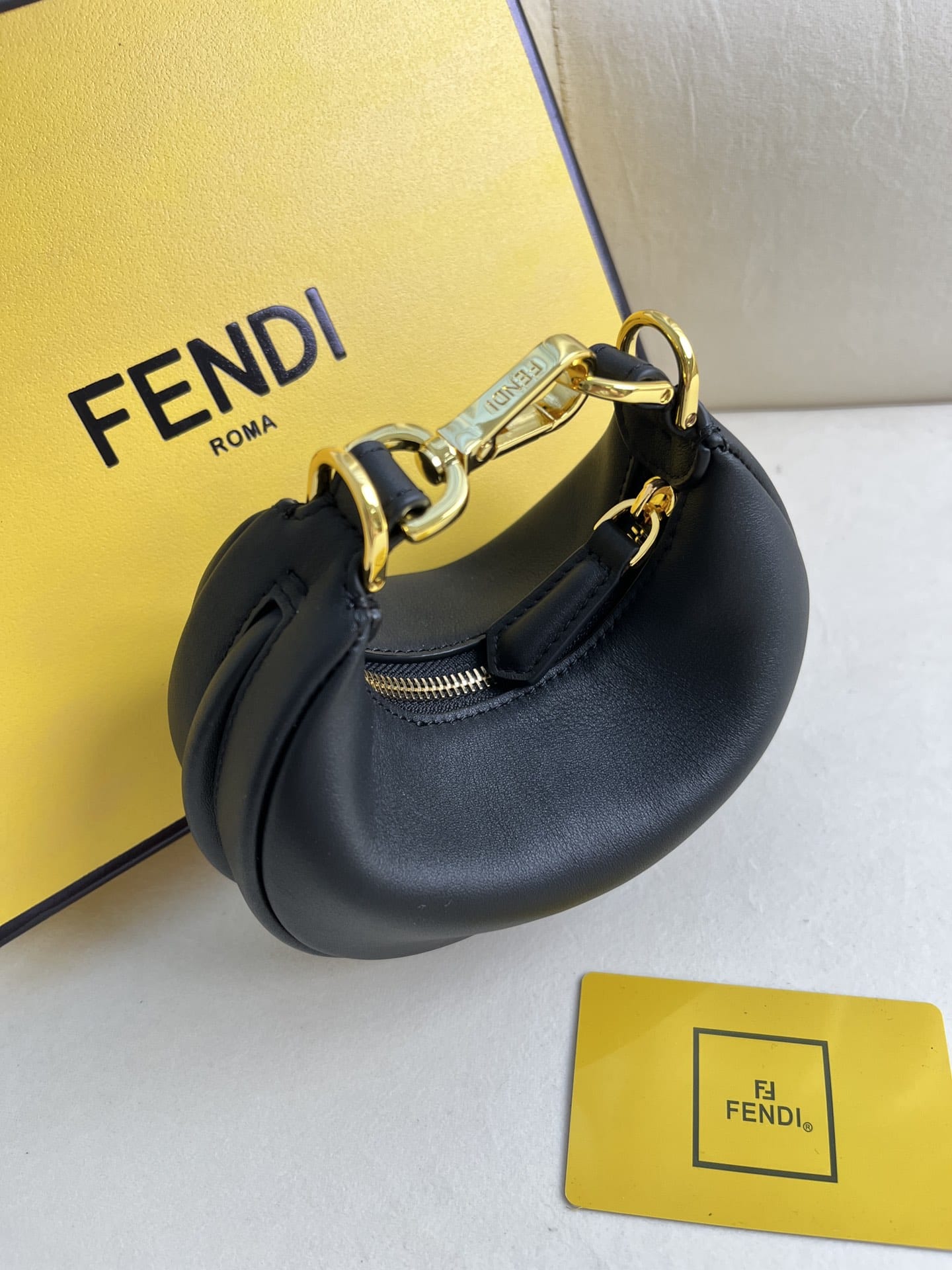 FENDI TIMELESS Fendigraphy Mini Black Leather Bag