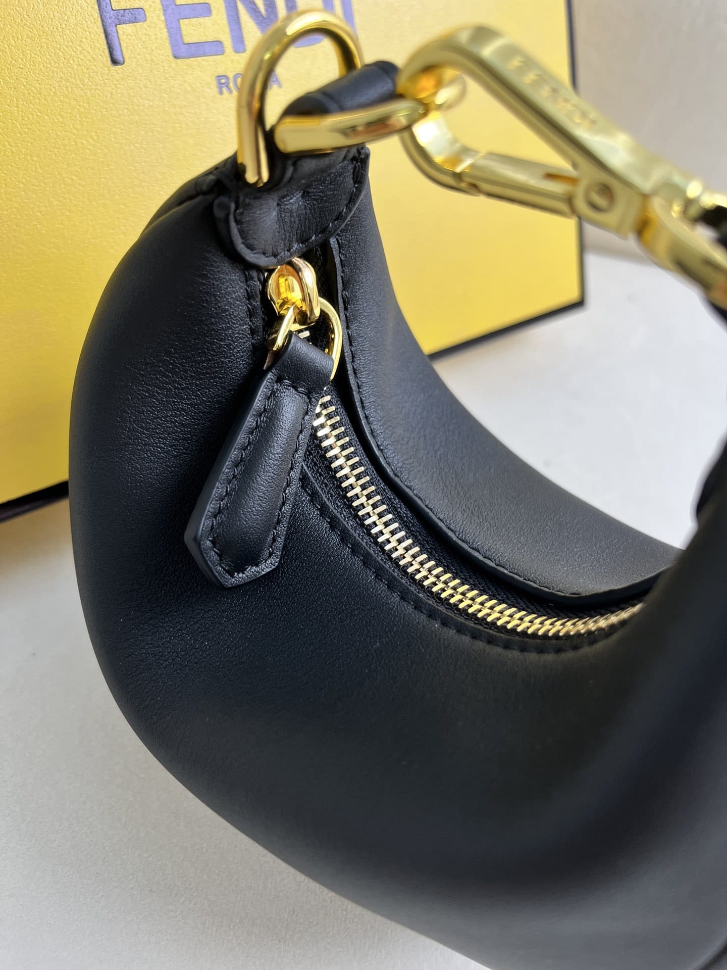 FENDI TIMELESS Fendigraphy Mini Black Leather Bag