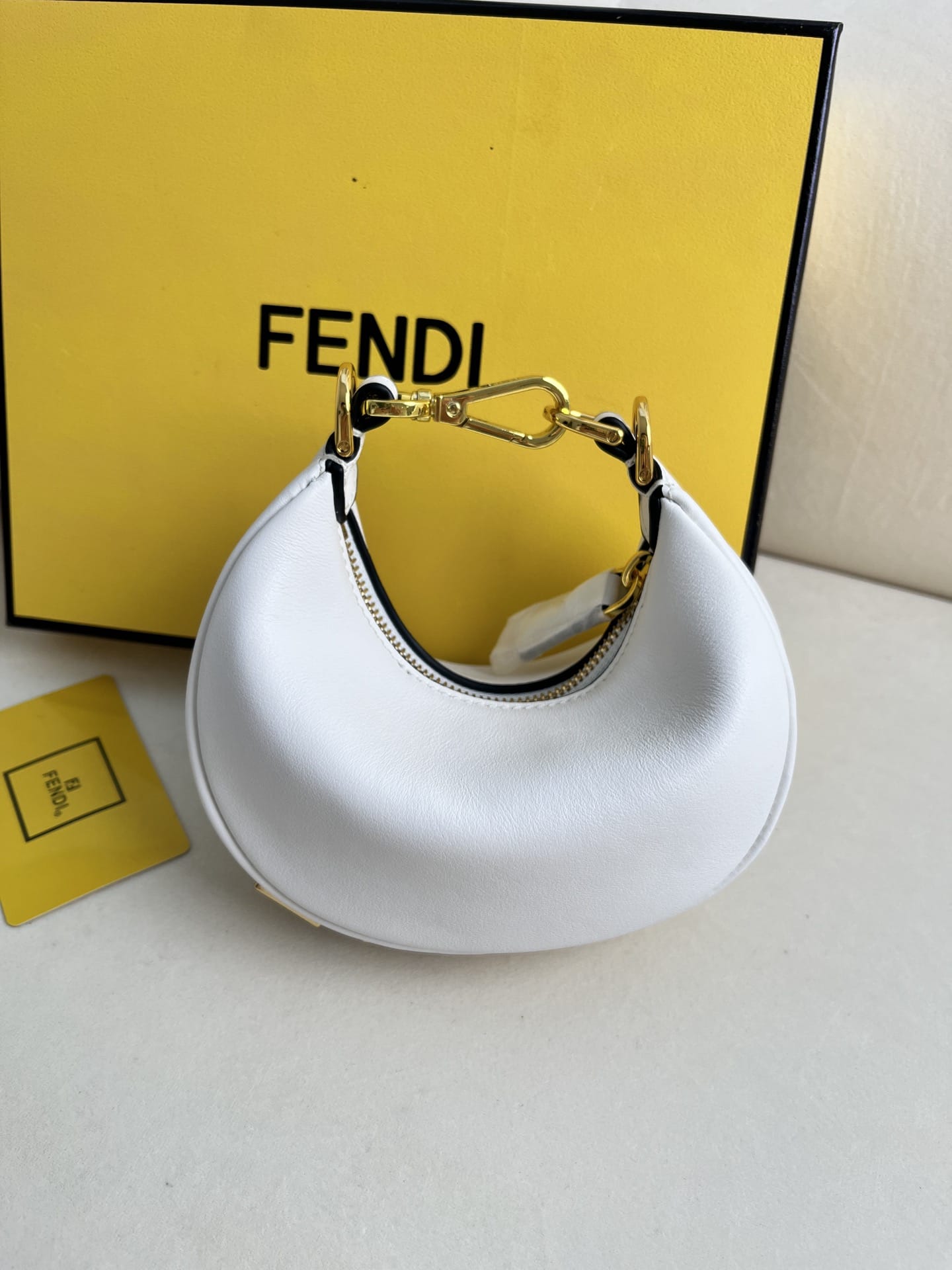 FENDI TIMELESS Fendigraphy Mini White Leather Bag