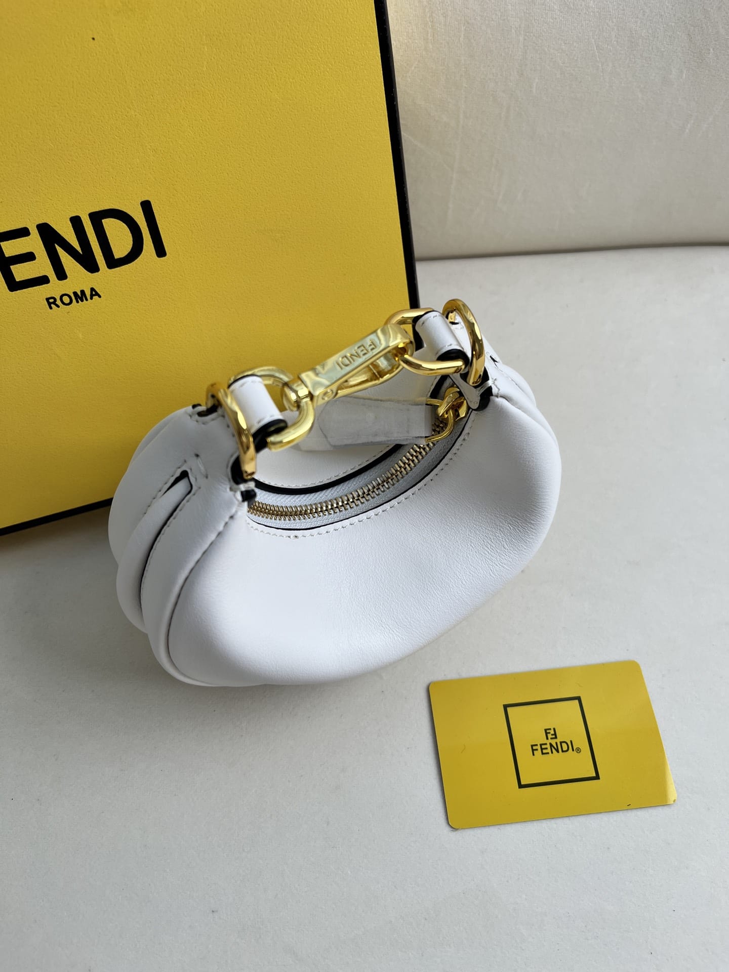 FENDI TIMELESS Fendigraphy Mini White Leather Bag