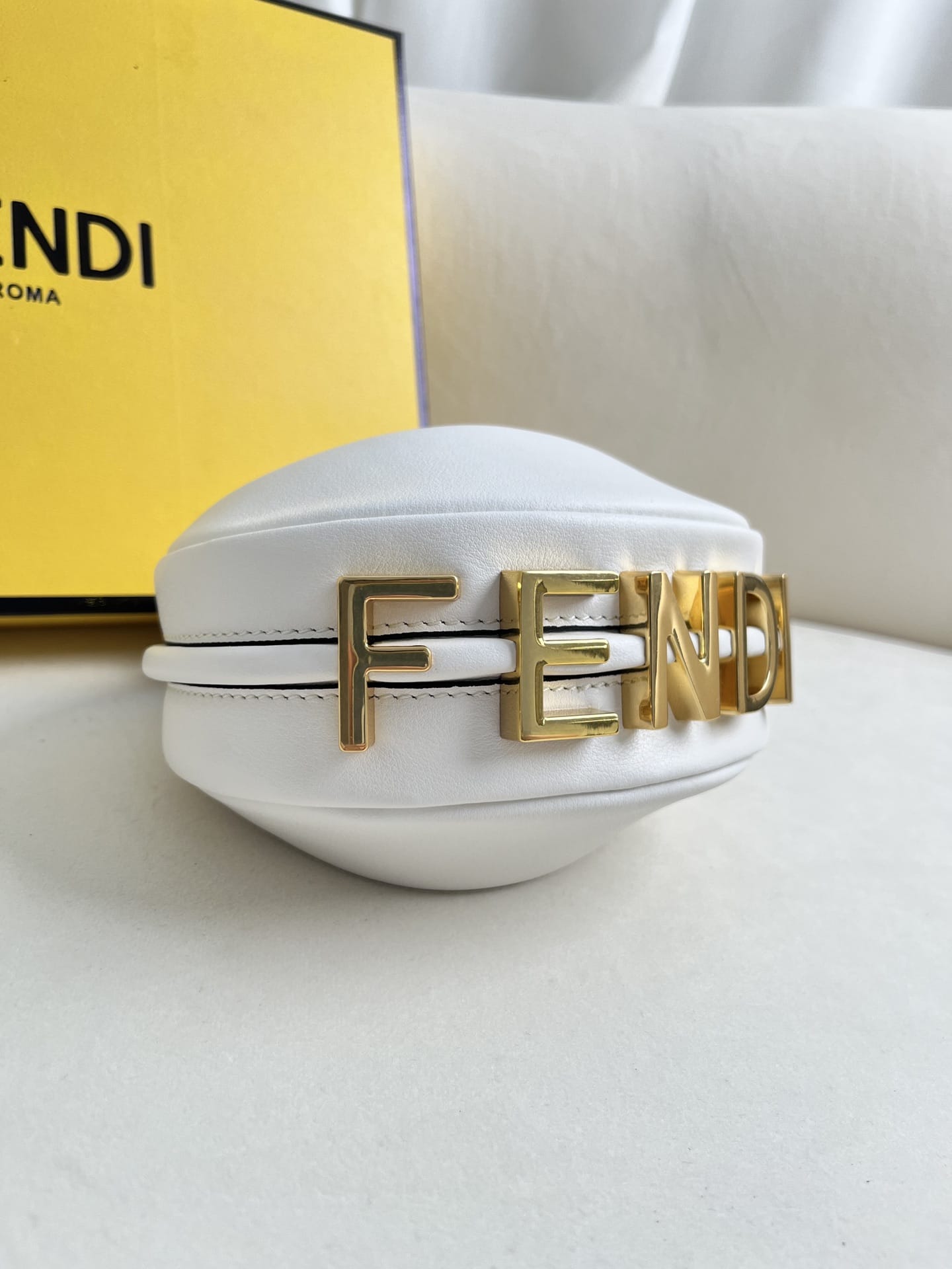 FENDI TIMELESS Fendigraphy Mini White Leather Bag