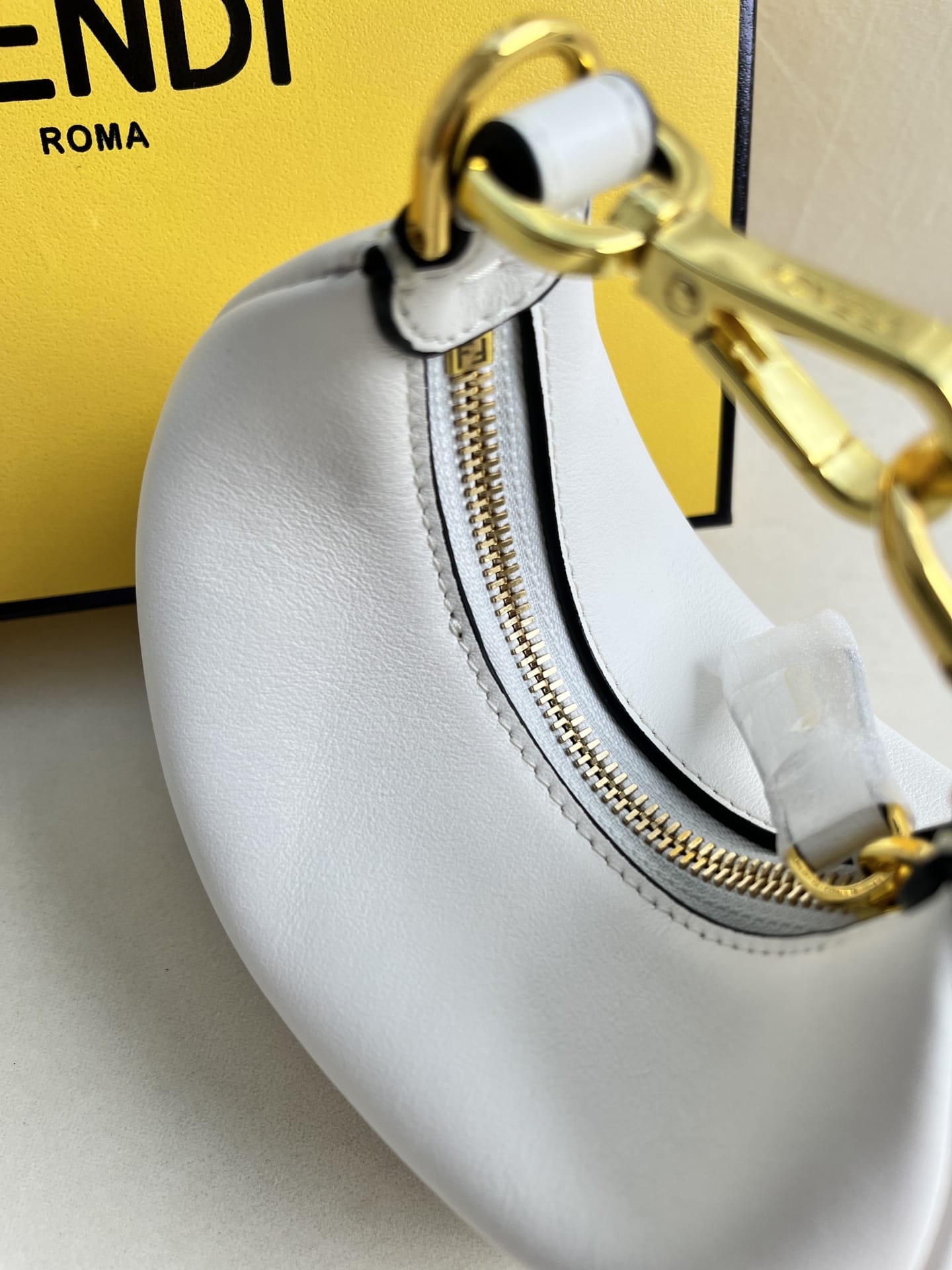 FENDI TIMELESS Fendigraphy Mini White Leather Bag