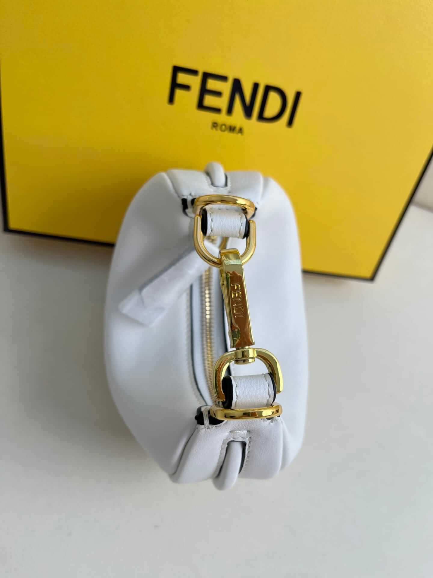 FENDI TIMELESS Fendigraphy Mini White Leather Bag