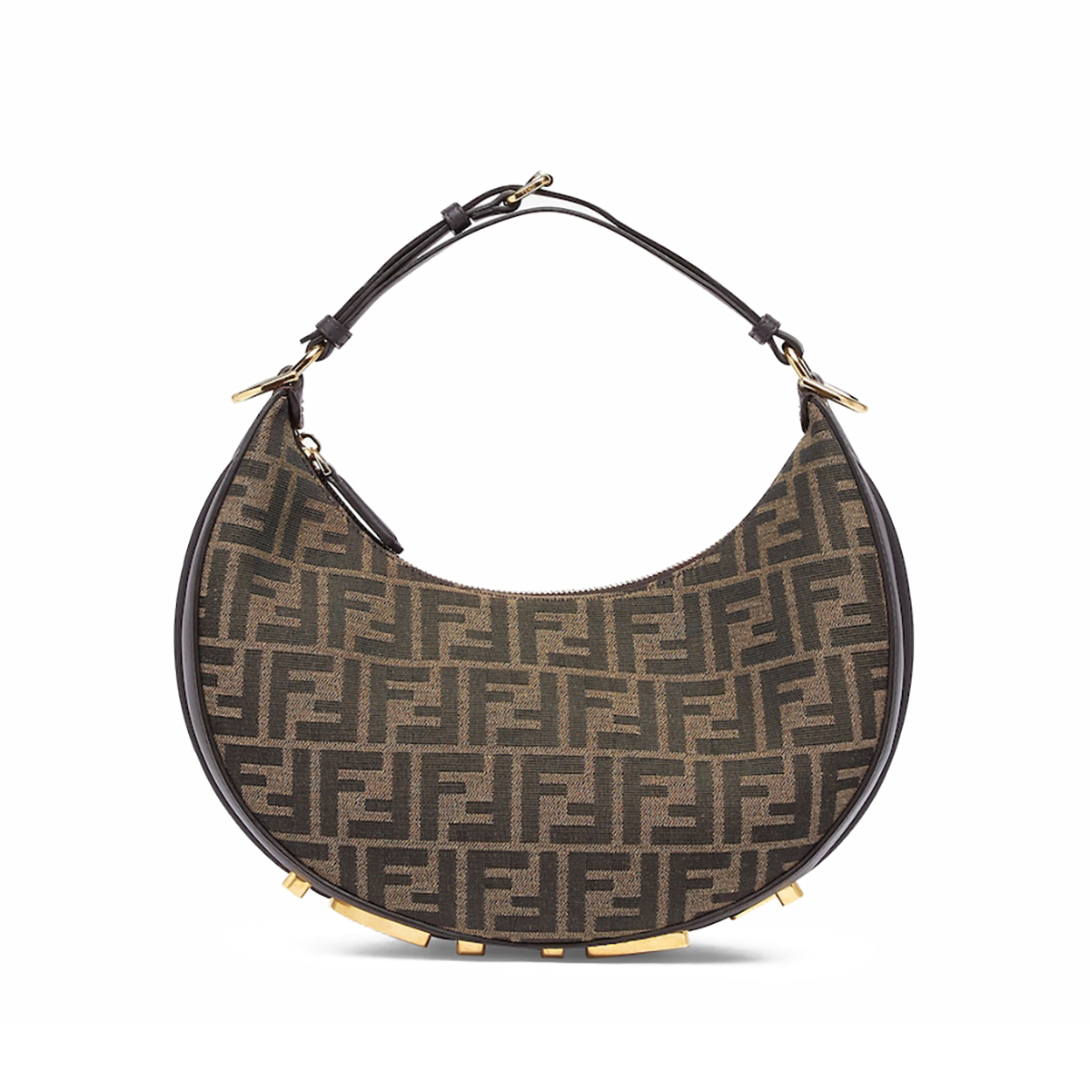 FENDI TIMELESS Fendigraphy Small Brown FF Jacquard Fabric Bag