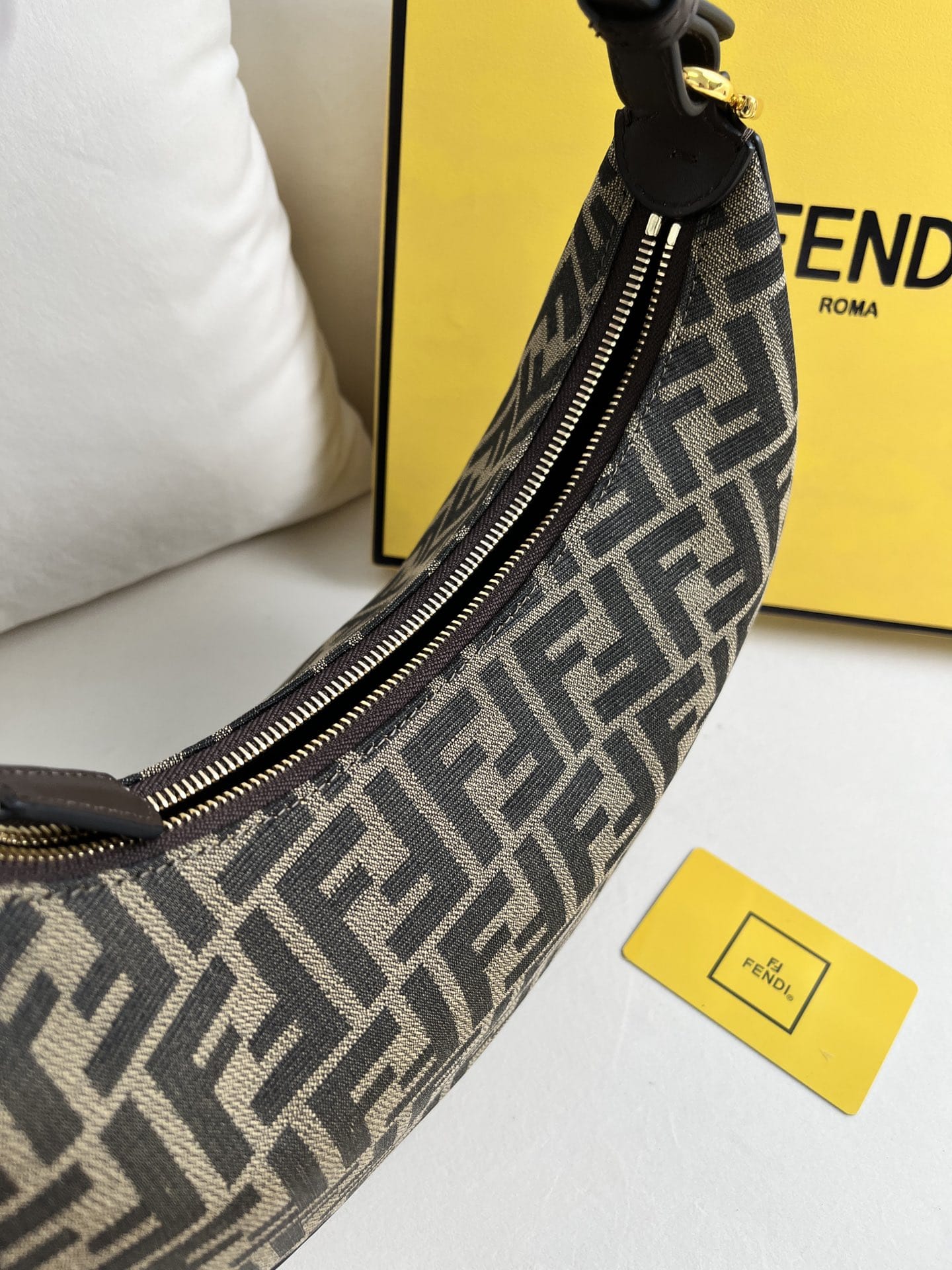 FENDI TIMELESS Fendigraphy Small Brown FF Jacquard Fabric Bag