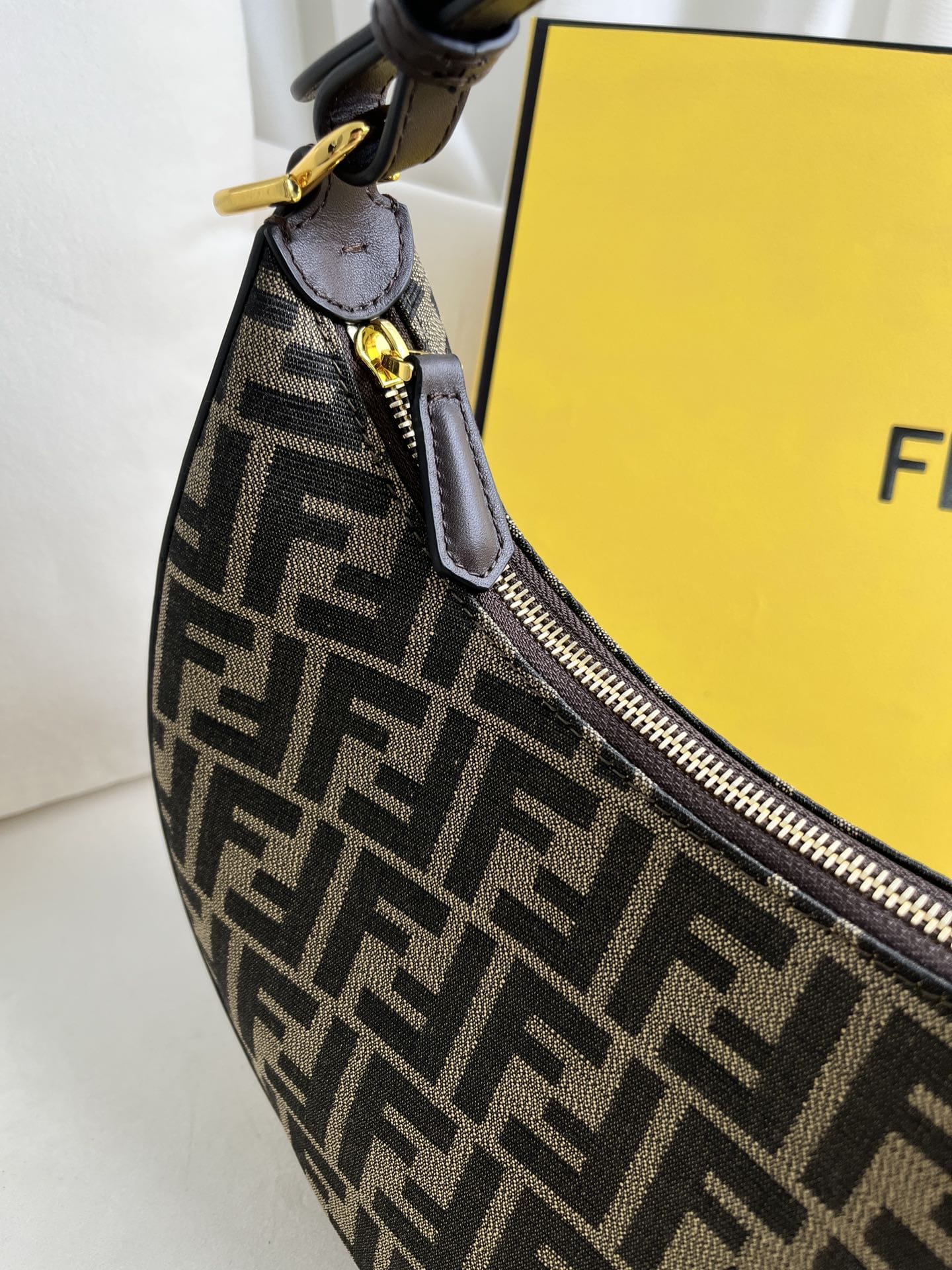 FENDI TIMELESS Fendigraphy Small Brown FF Jacquard Fabric Bag