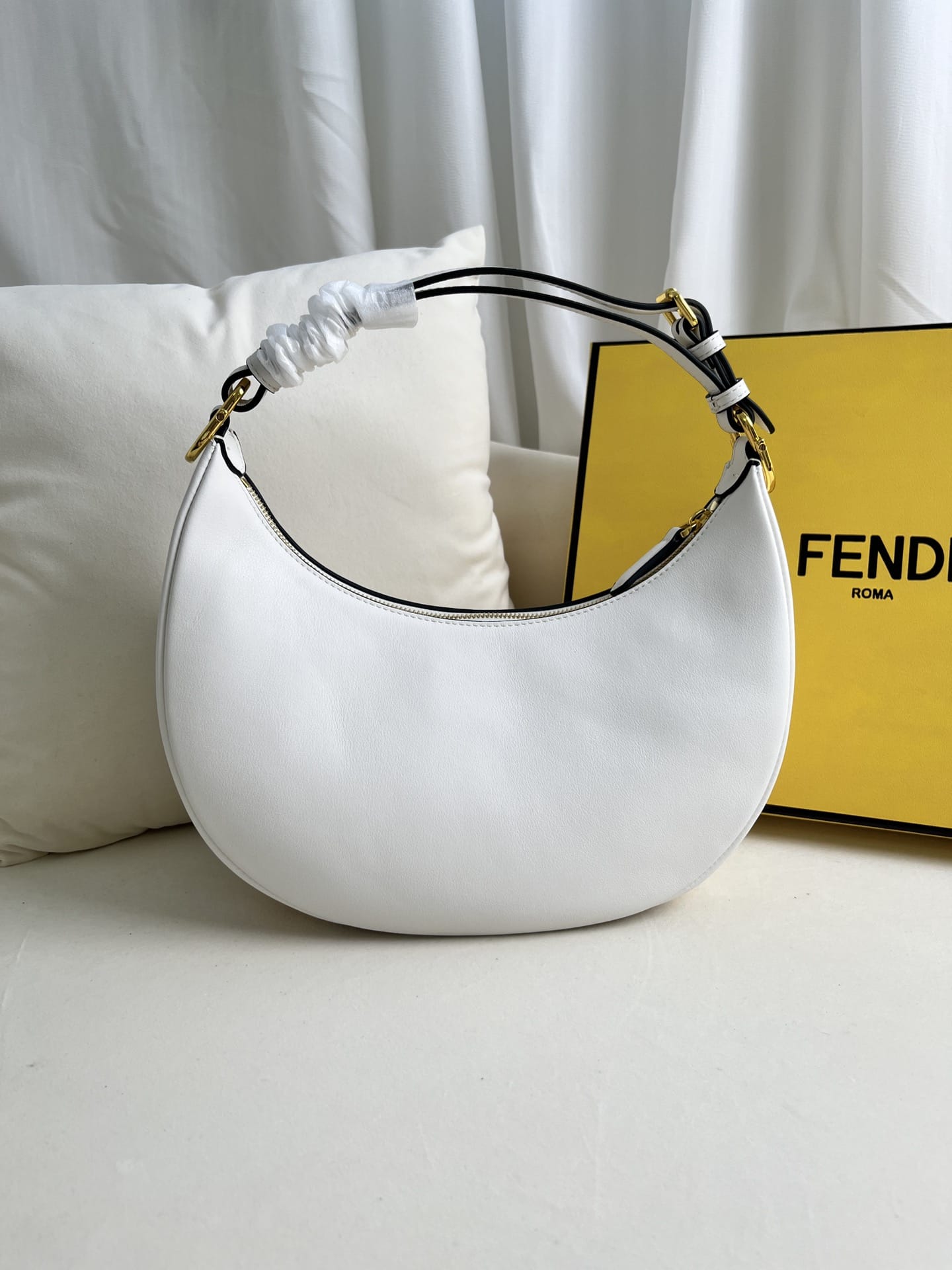 FENDI TIMELESS Fendigraphy Small White Leather Bag