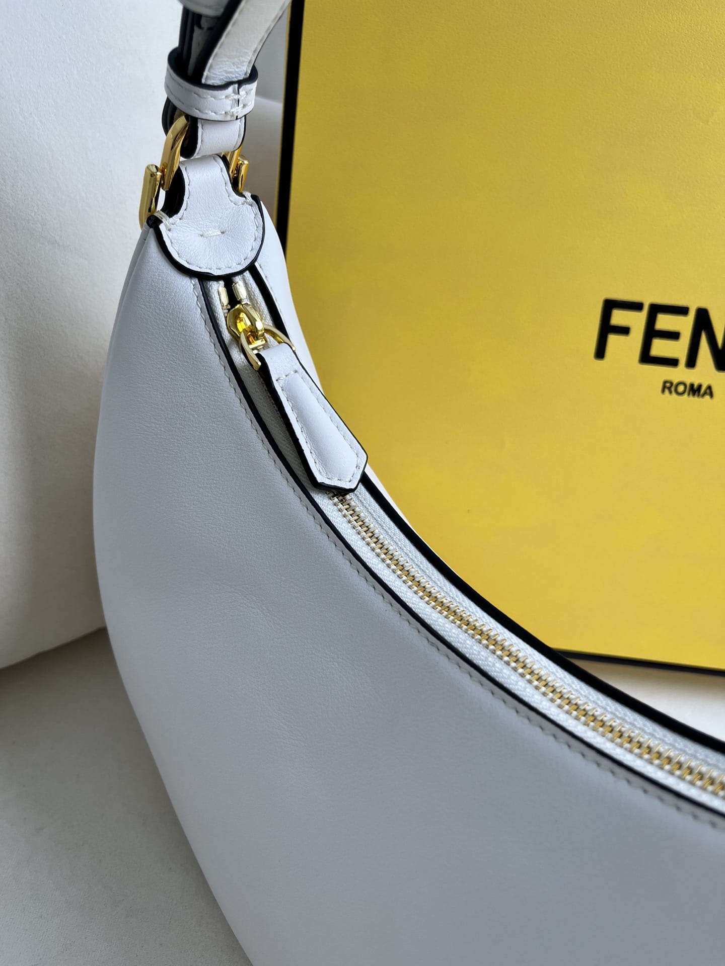 FENDI TIMELESS Fendigraphy Small White Leather Bag