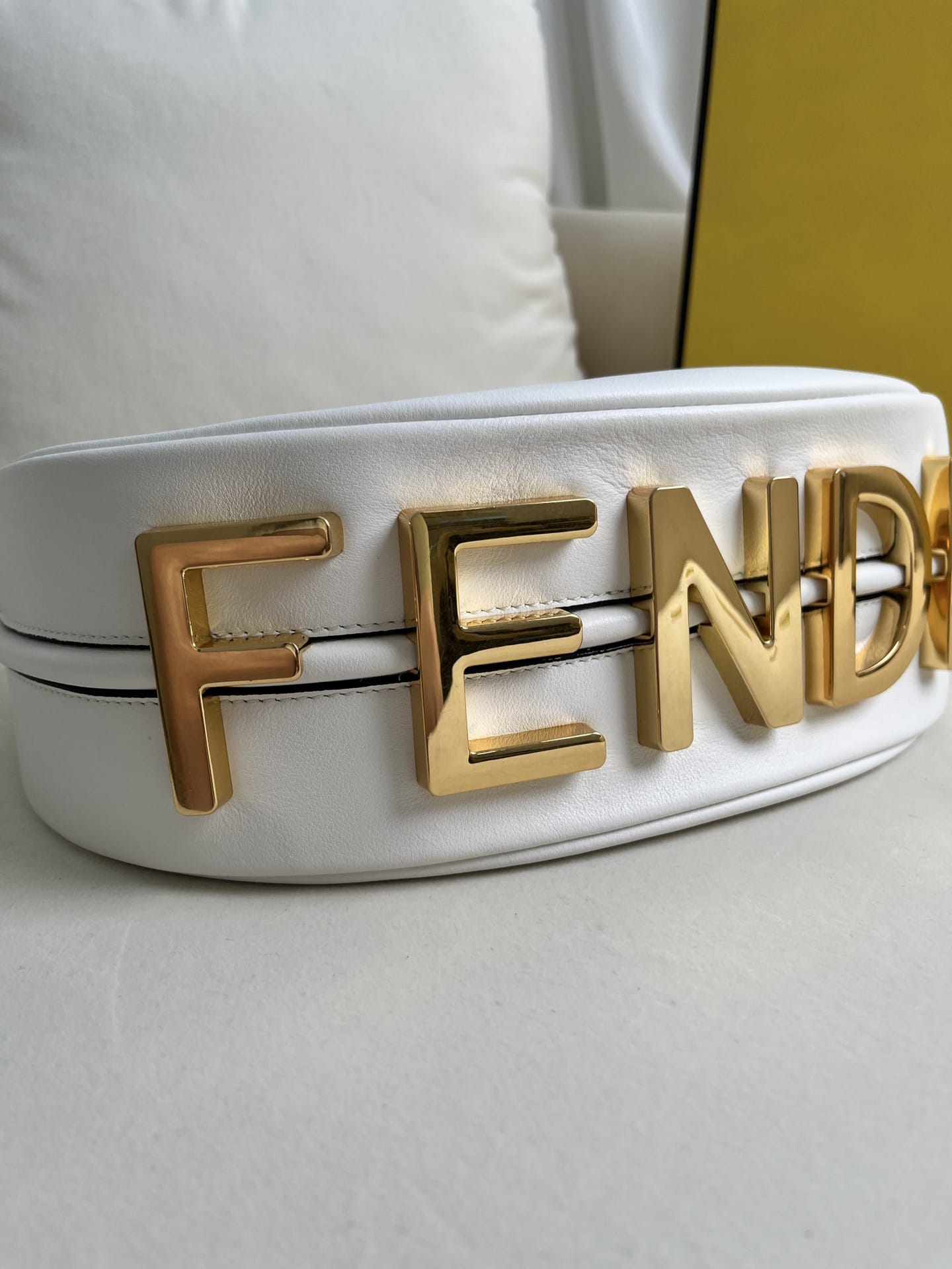 FENDI TIMELESS Fendigraphy Small White Leather Bag