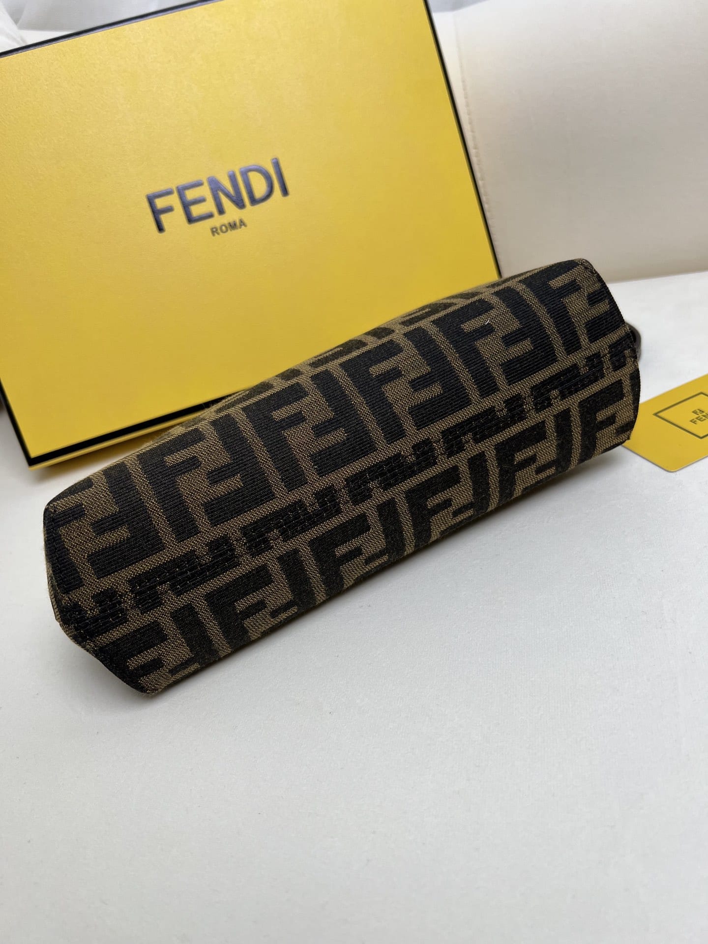 FENDI TIMELESS First Small Brown FF Jacquard Fabric Bag