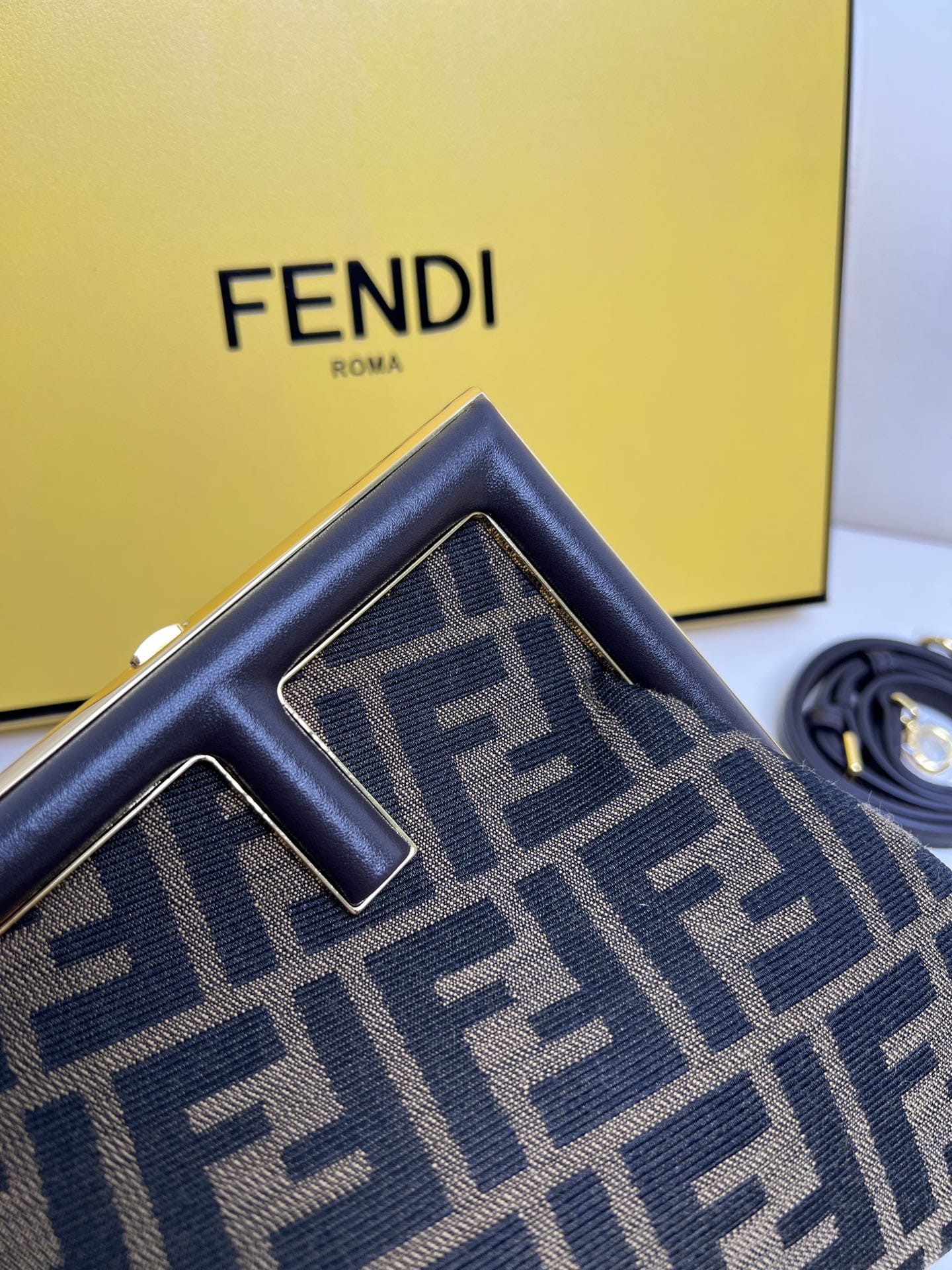 FENDI TIMELESS First Small Brown FF Jacquard Fabric Bag