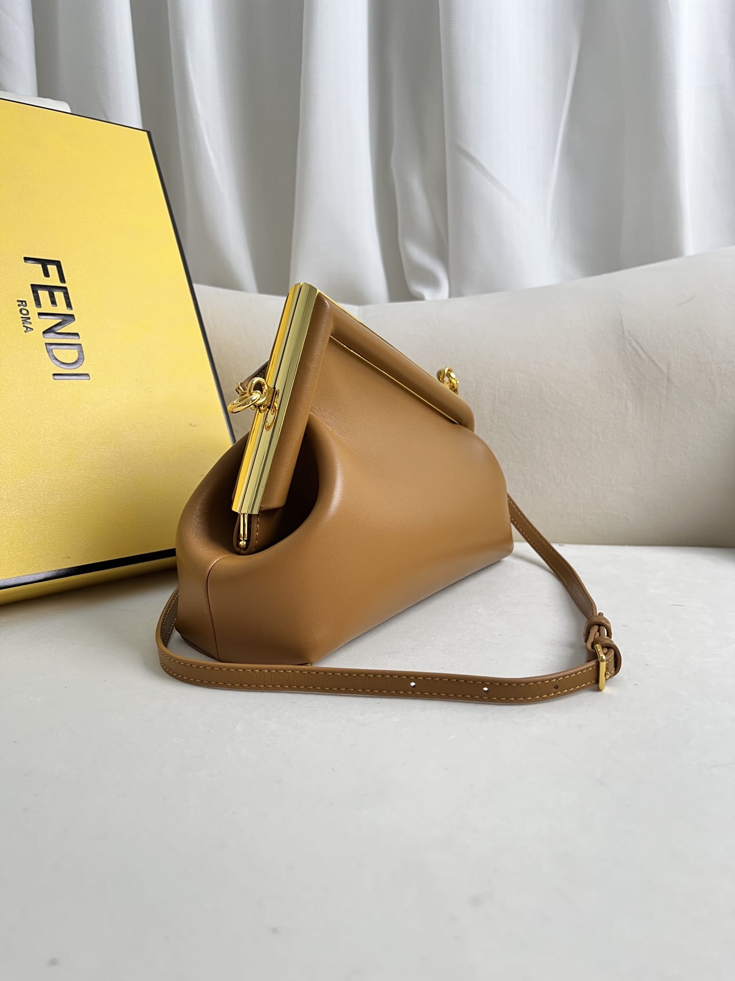 FENDI TIMELESS First Small Brown Leather Bag