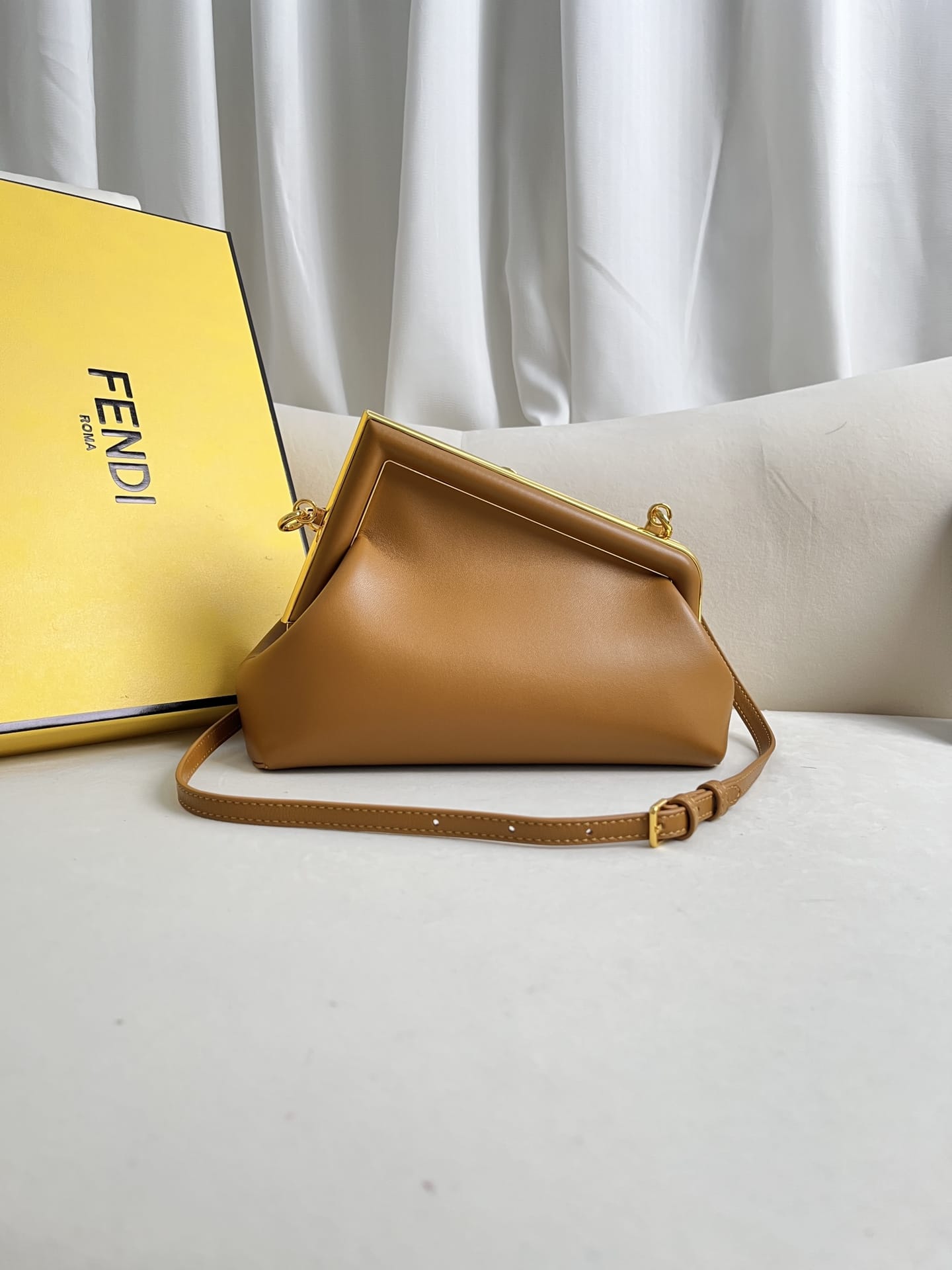 FENDI TIMELESS First Small Brown Leather Bag