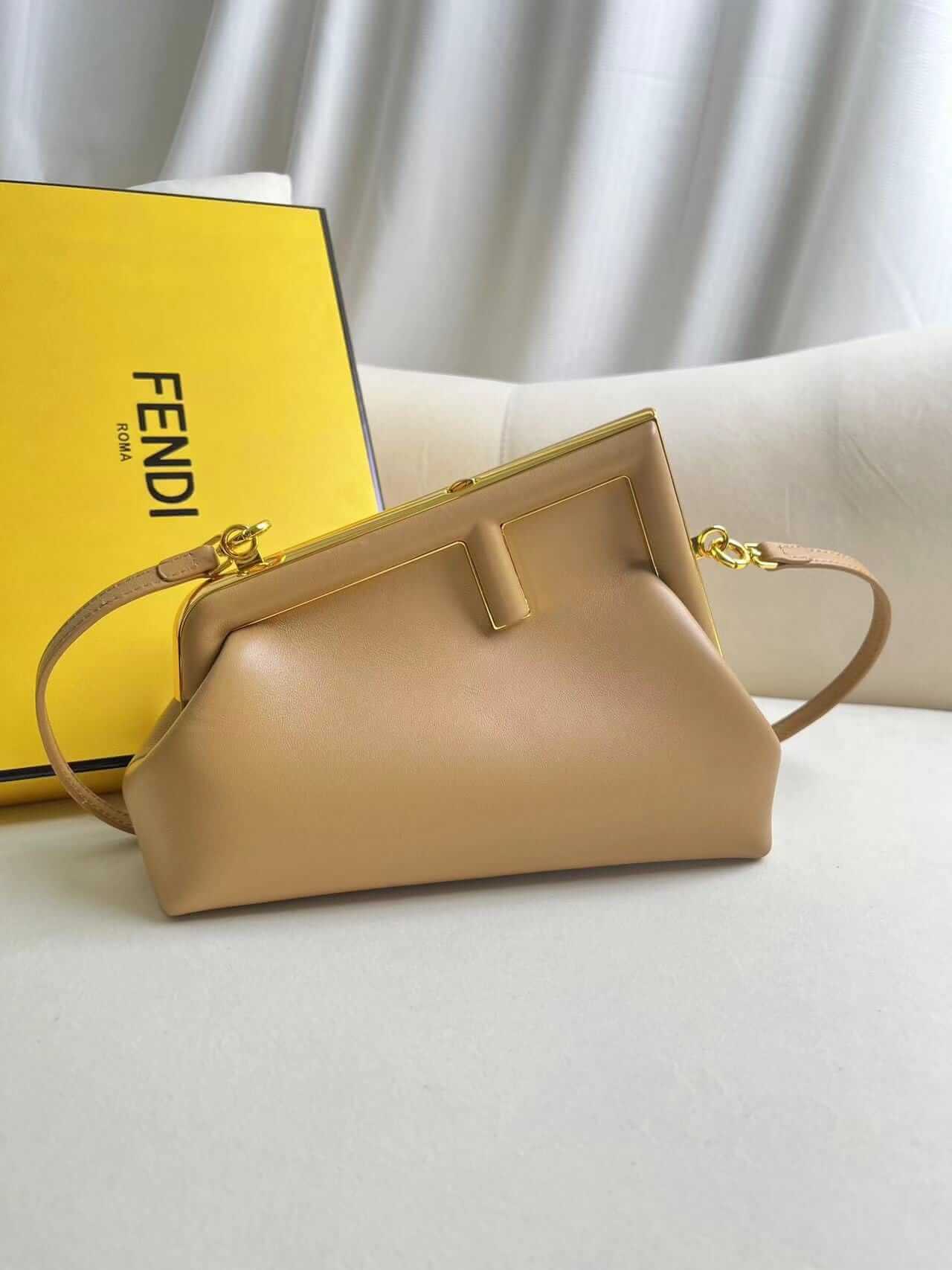 FENDI TIMELESS First Small Dove Gray Leather Bag