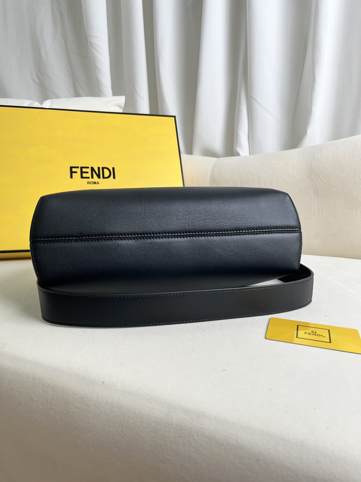 FENDI TIMELESS First Midi Black Leather Bag