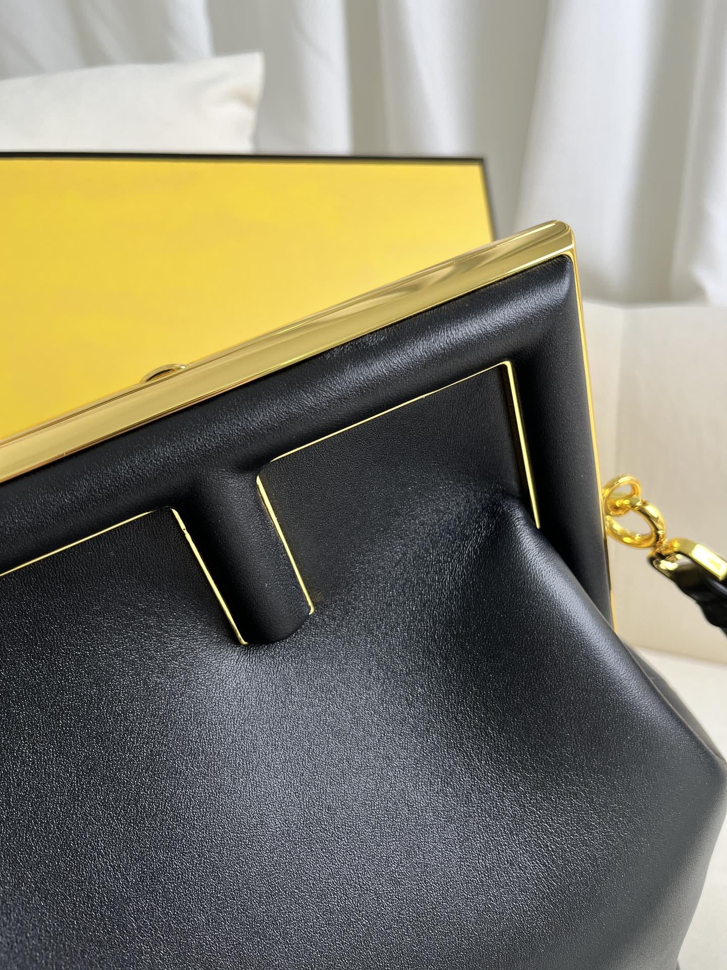 FENDI TIMELESS First Midi Black Leather Bag