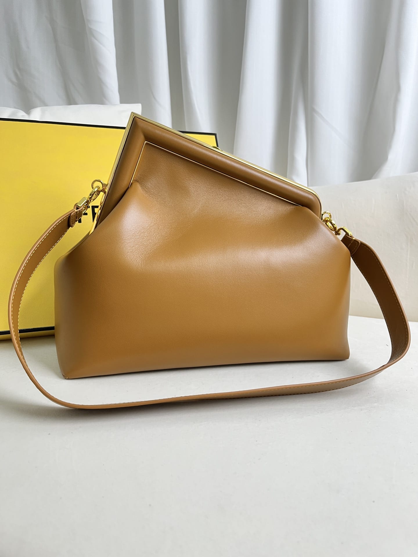 FENDI TIMELESS First Midi Brown Leather Bag