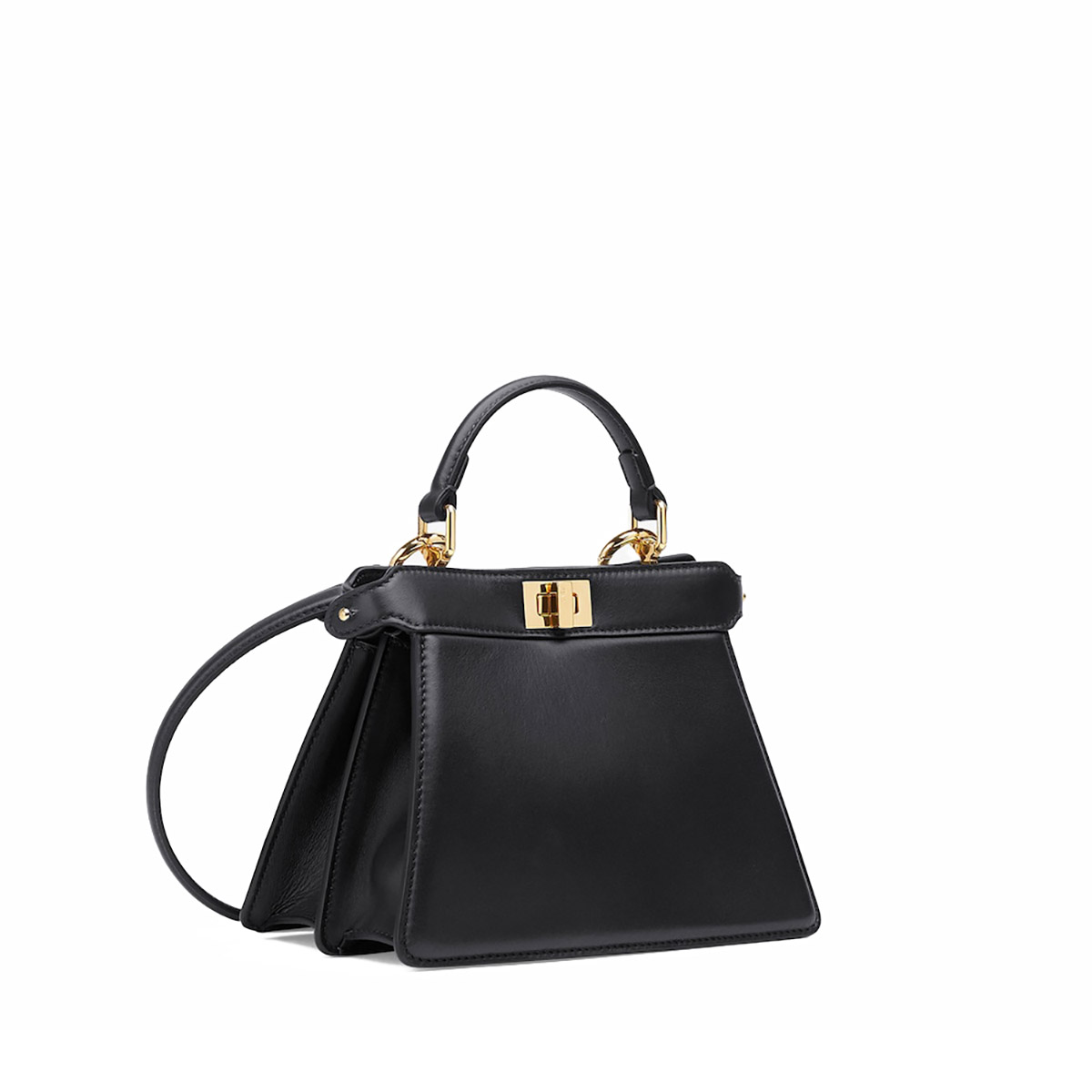 FENDI TIMELESS Peekaboo ISeeU Petite Black Calfskin Leather Bag