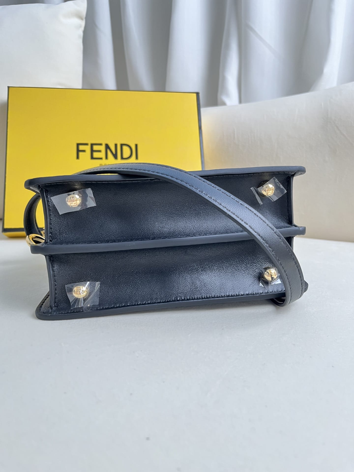 FENDI TIMELESS Peekaboo ISeeU Petite Black Calfskin Leather Bag