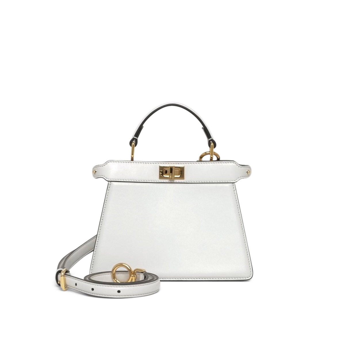 FENDI TIMELESS Peekaboo ISeeU Petite White Calfskin Leather Bag