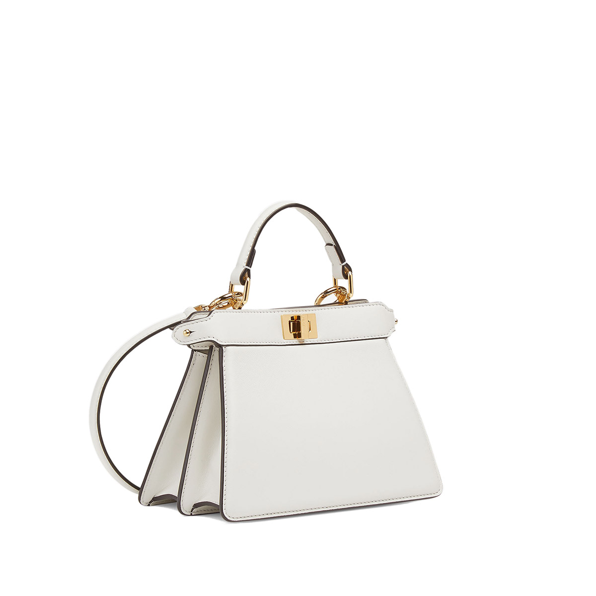 FENDI TIMELESS Peekaboo ISeeU Petite White Calfskin Leather Bag